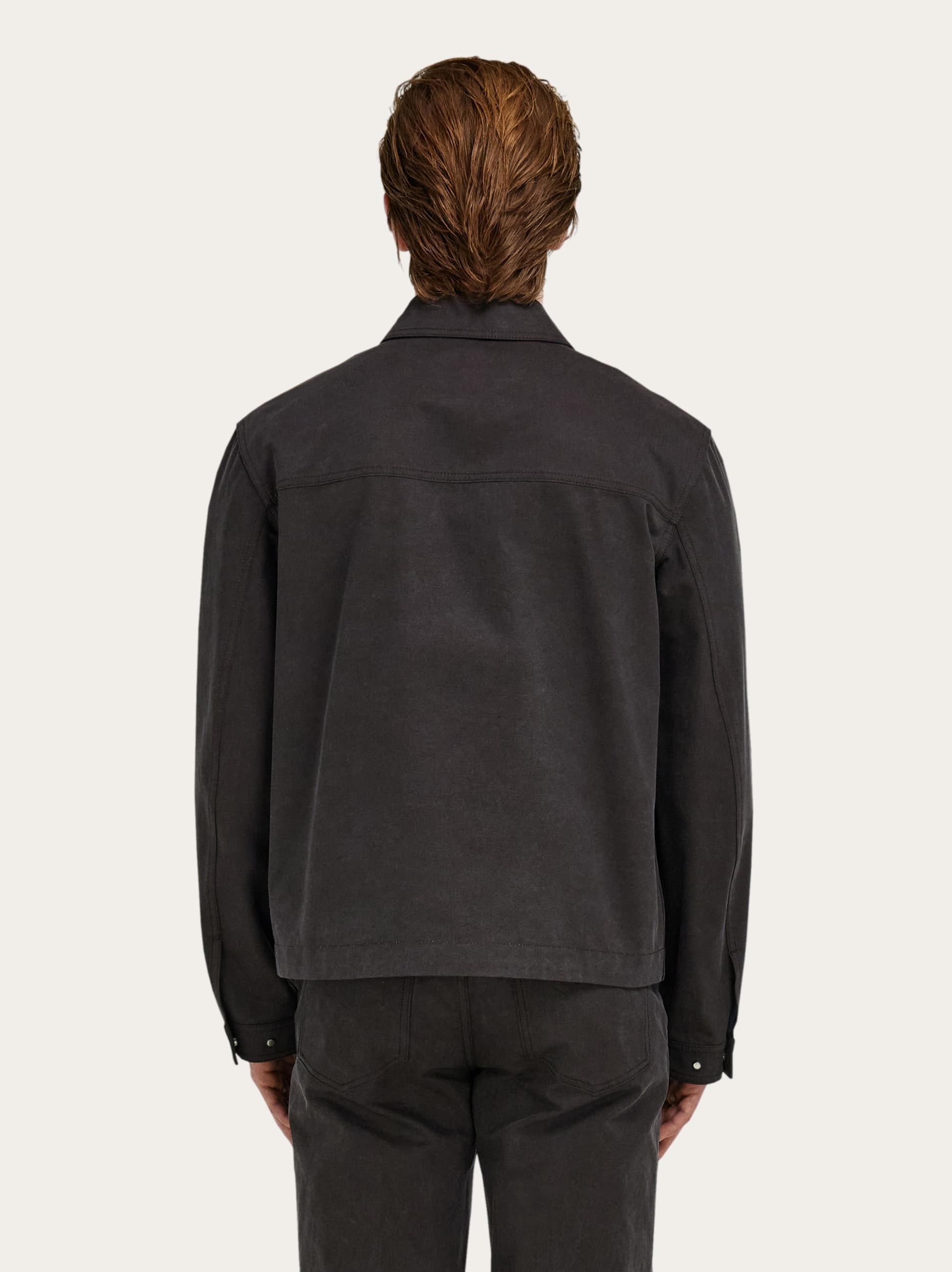  Ferragamo Men Washed Canvas Blouson Blue 