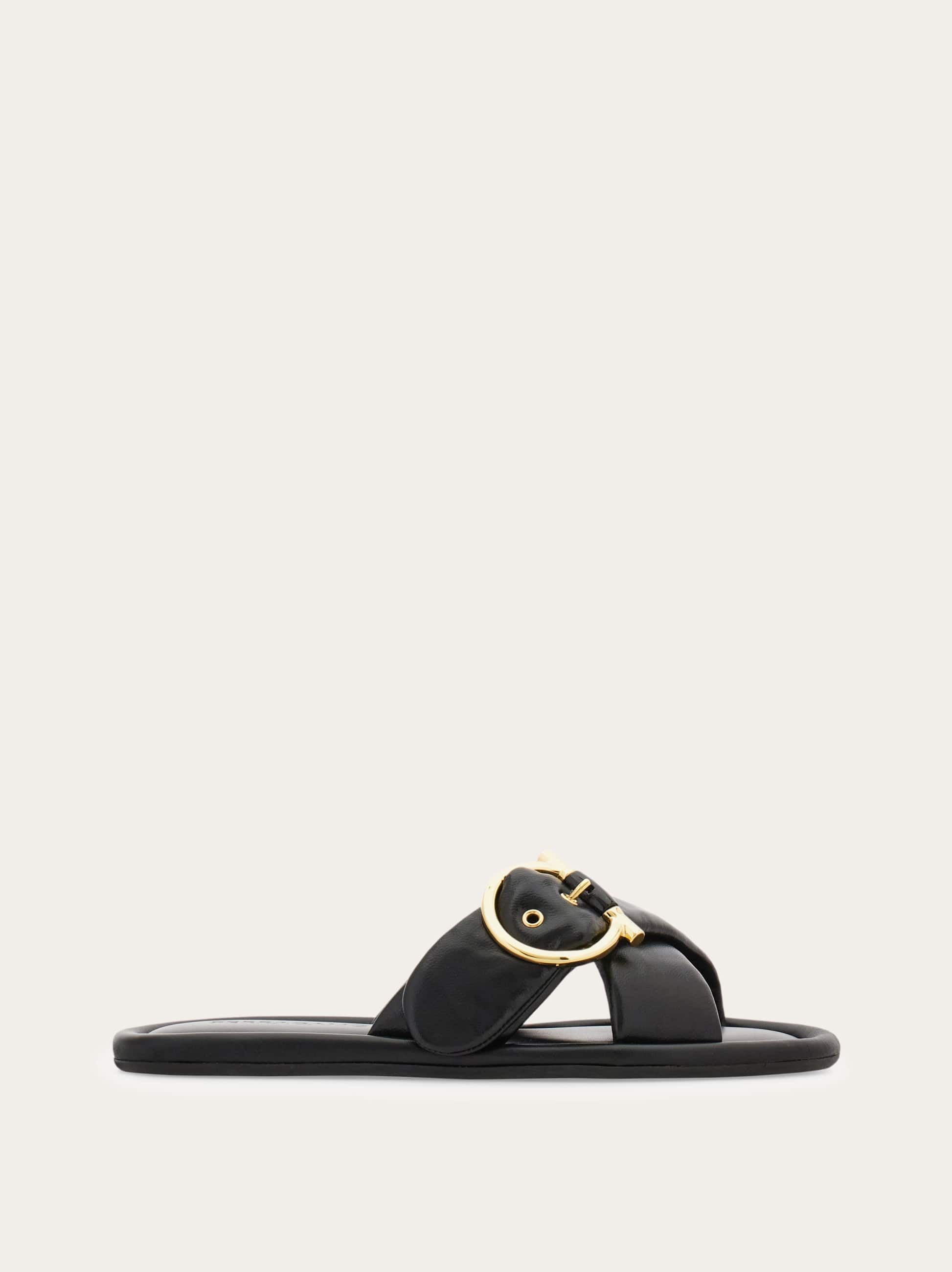 Ferragamo Donna Slide ornamento Gancini Nero Taglia 36