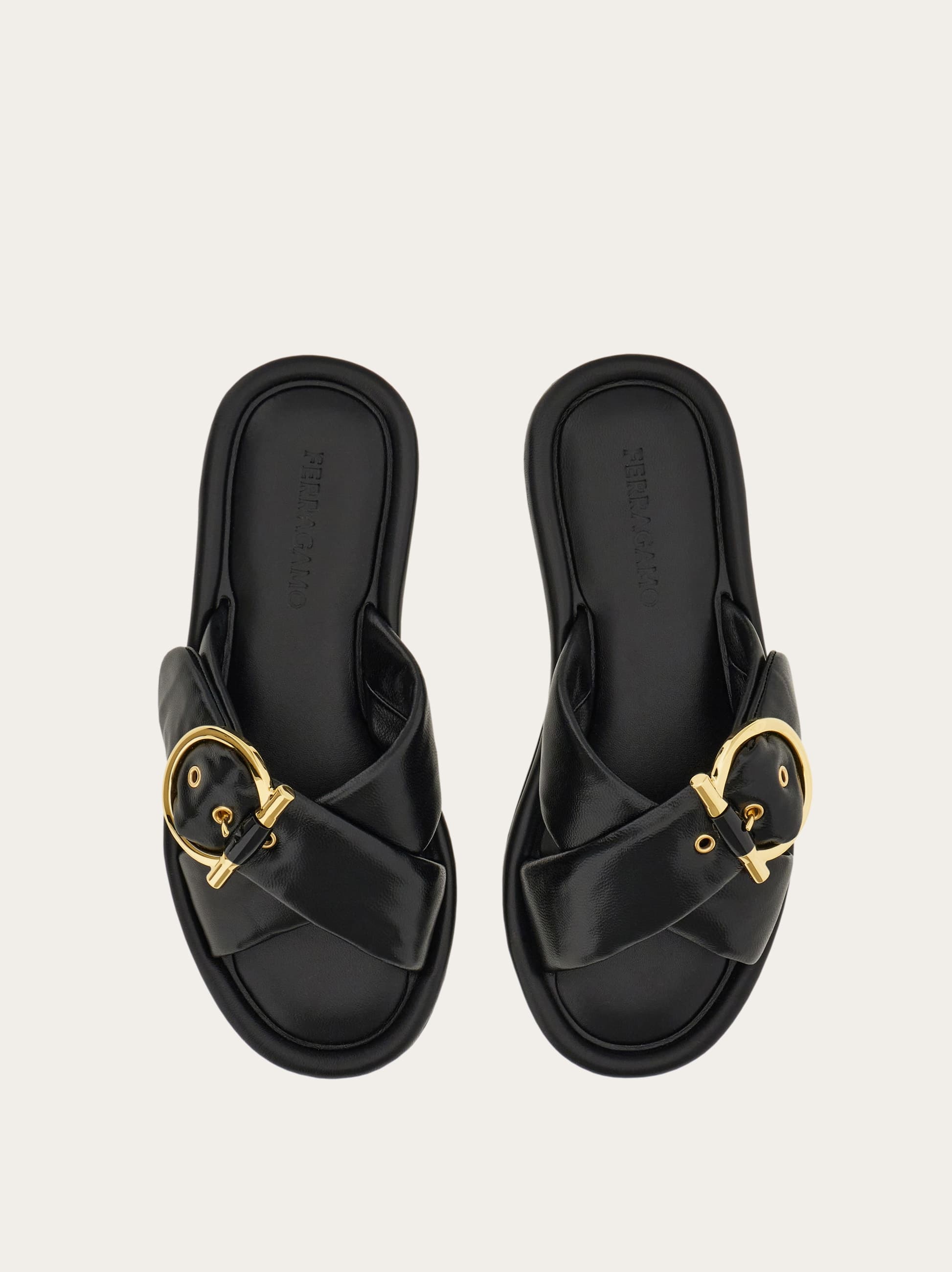  Ferragamo Damen Slide Mit Gancini-ornament Schwarz Größe 36.5 