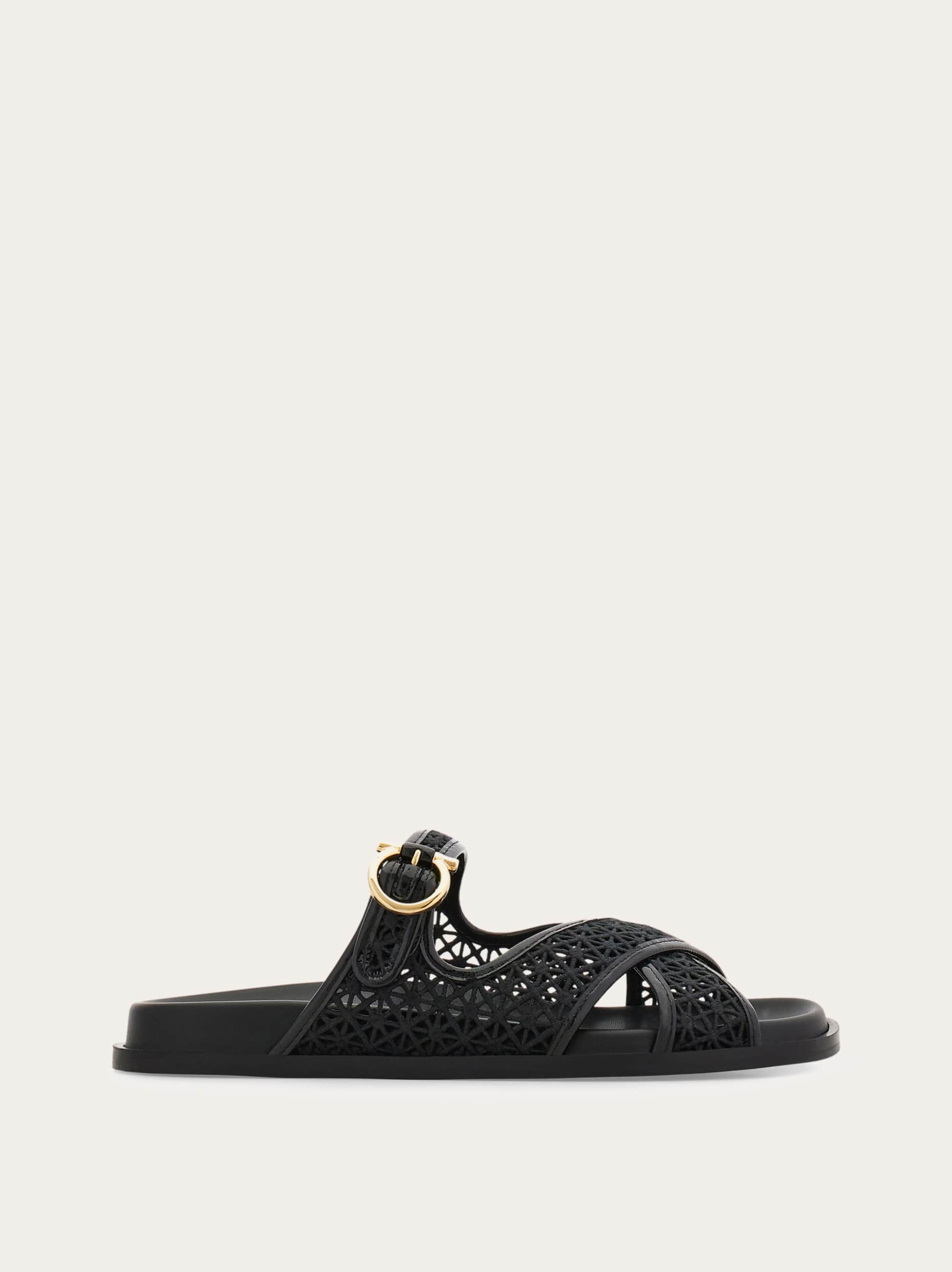 Ferragamo Donna Slide con fasce incrociate Nero Taglia 35.5