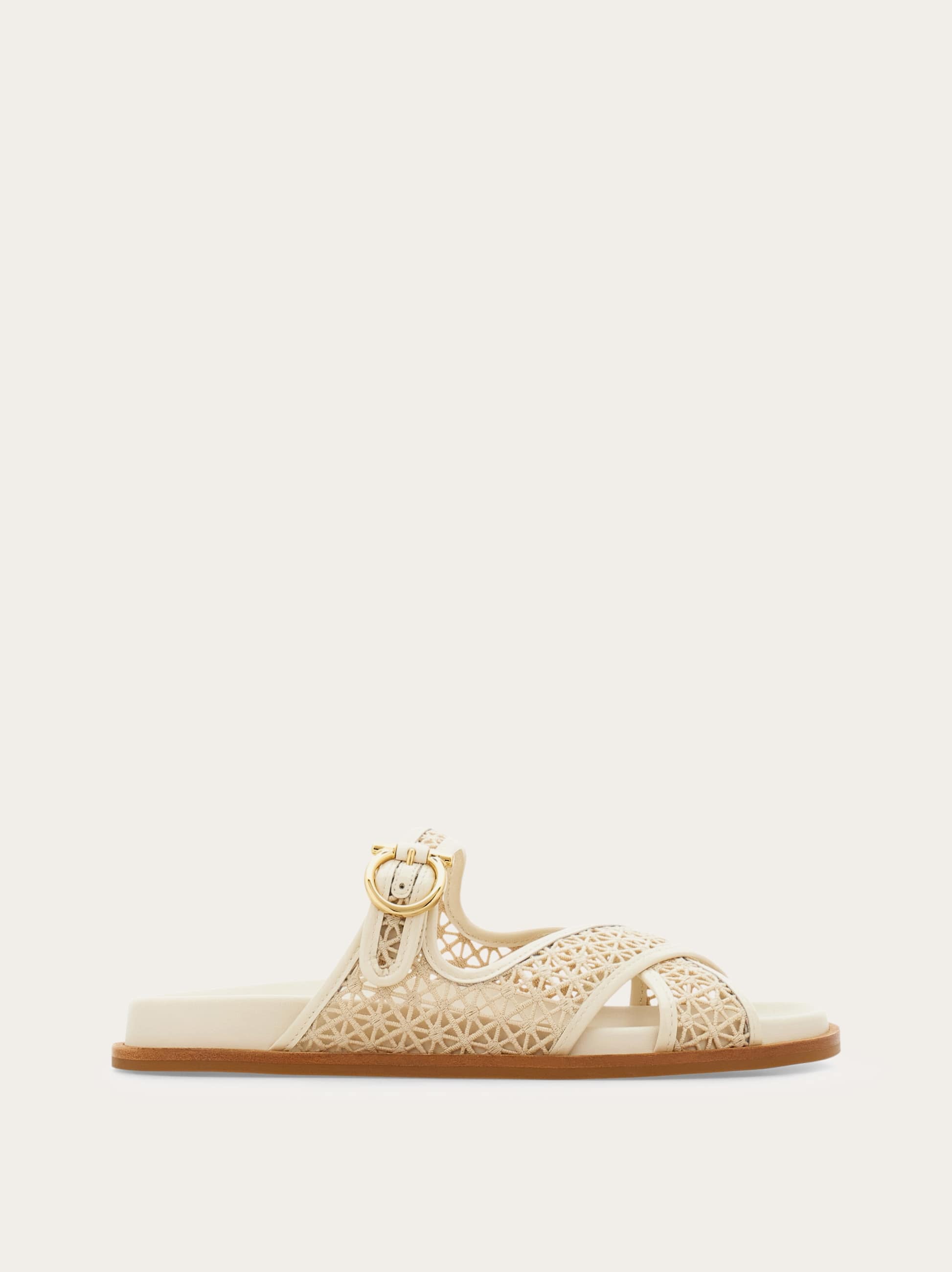 Ferragamo Donna Slide con fasce incrociate Bianco Taglia 35.5