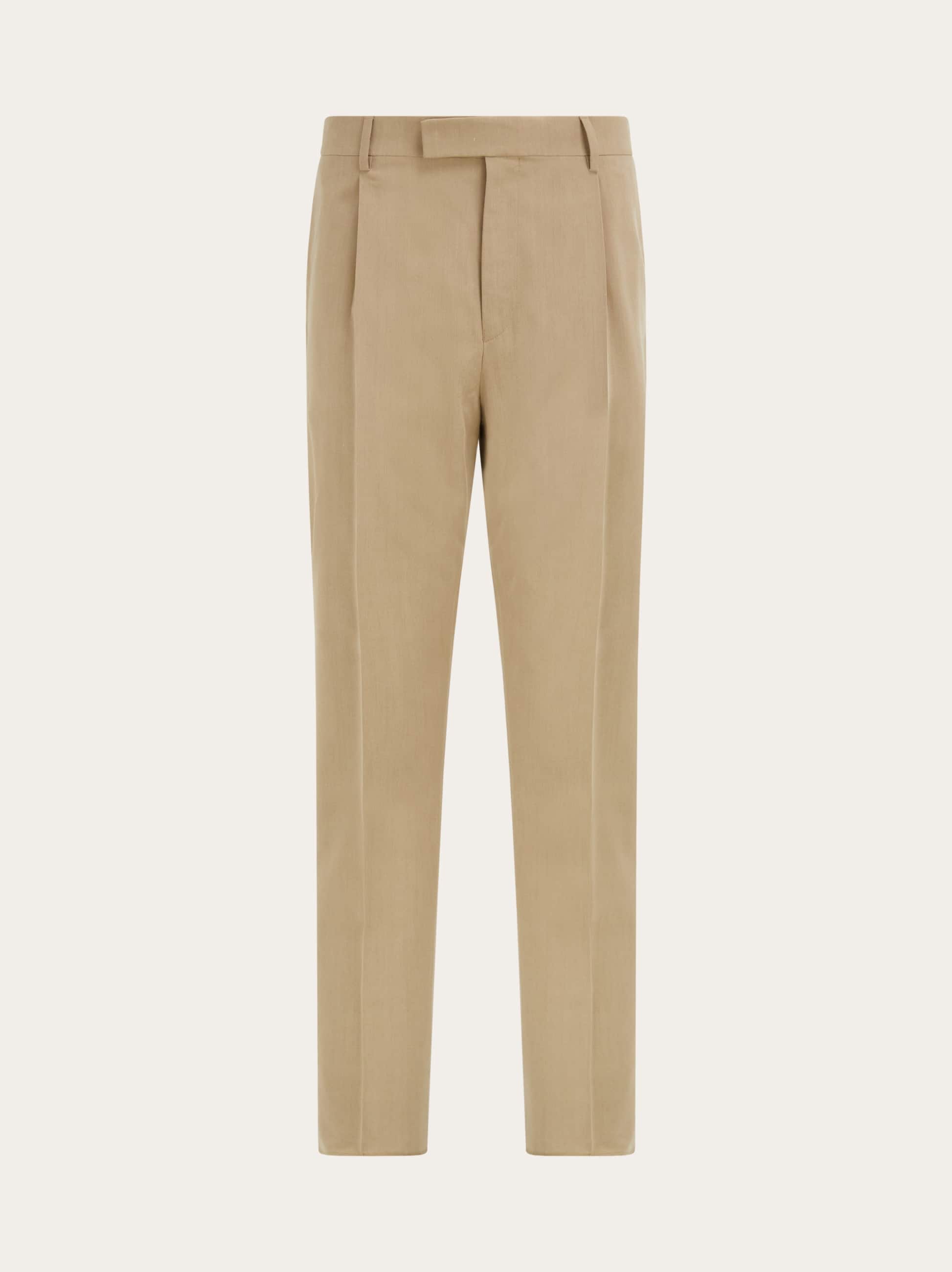 Ferragamo Uomo Pantalone sartoriale in seta e lana Beige