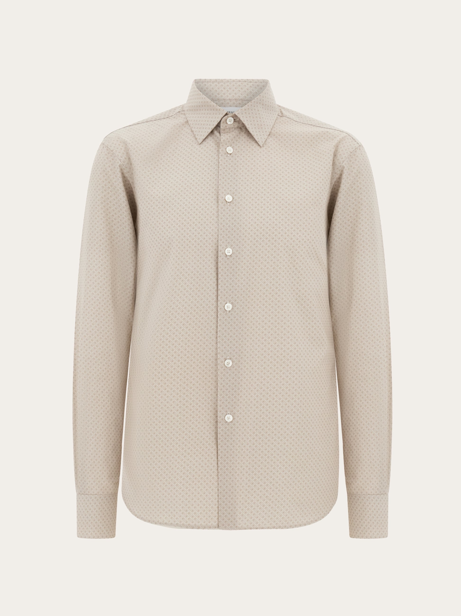 Ferragamo Men Micro-patterned shirt Beige