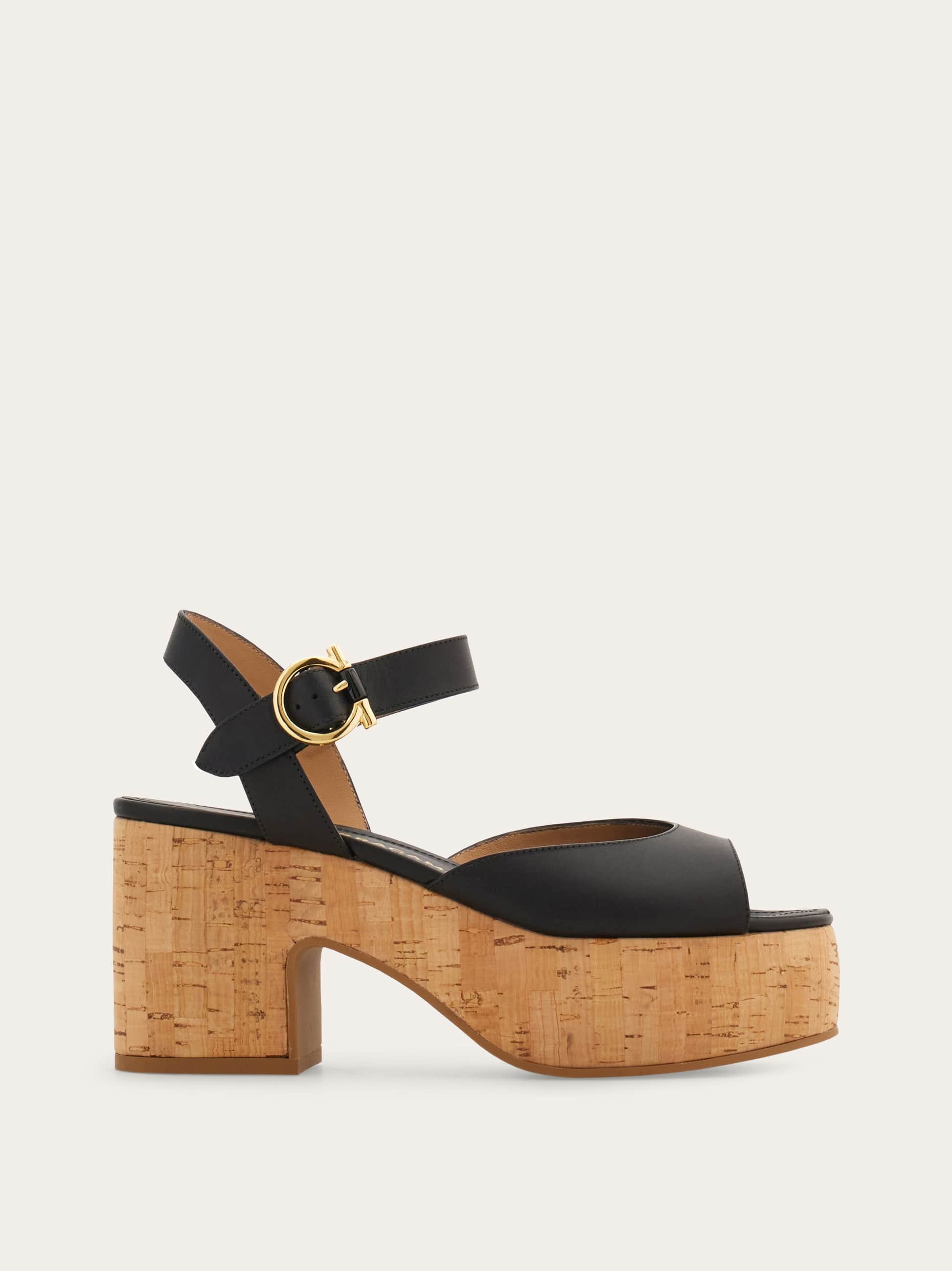 Ferragamo Donna Sandalo plateau Nero Taglia 36