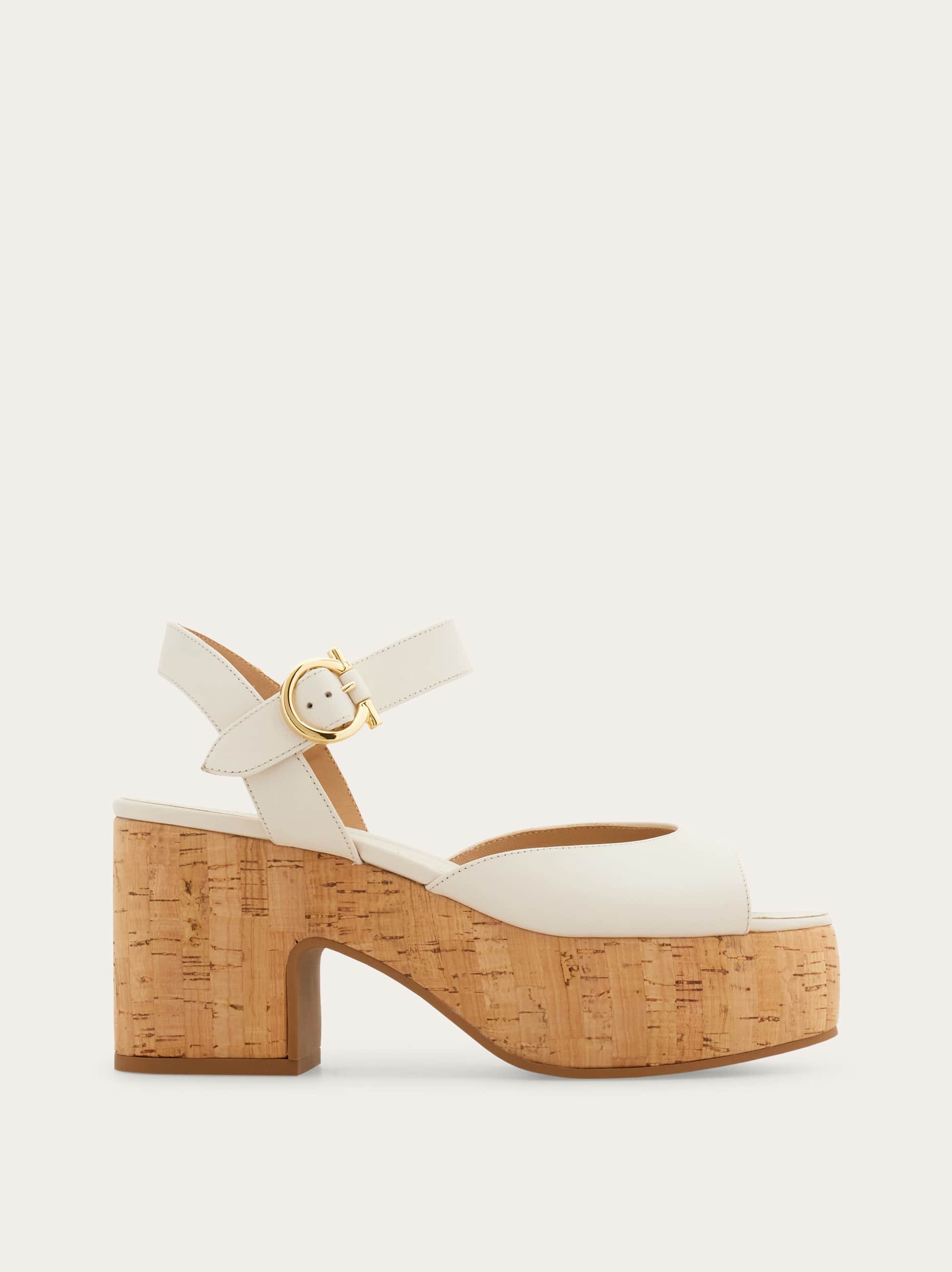 Ferragamo Donna Sandalo plateau Bianco Taglia 36