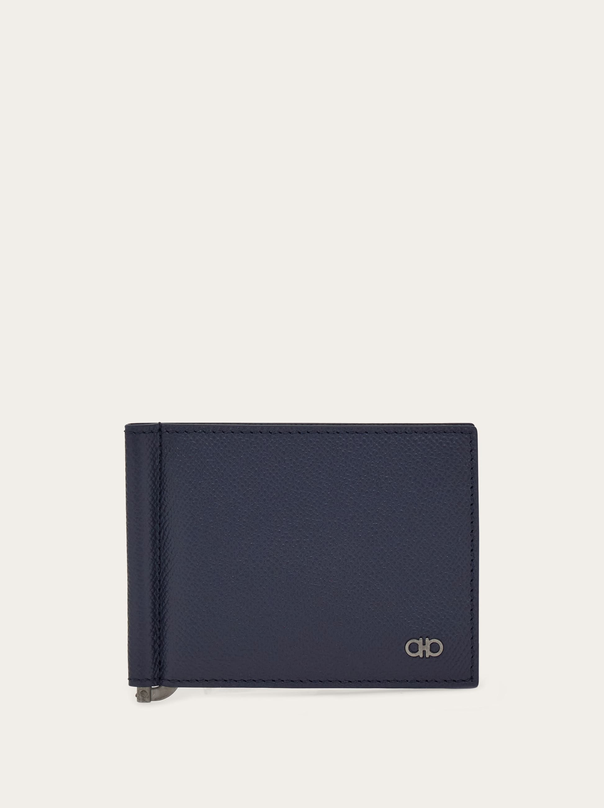 Ferragamo Uomo Portafoglio Gancini con clip Blu