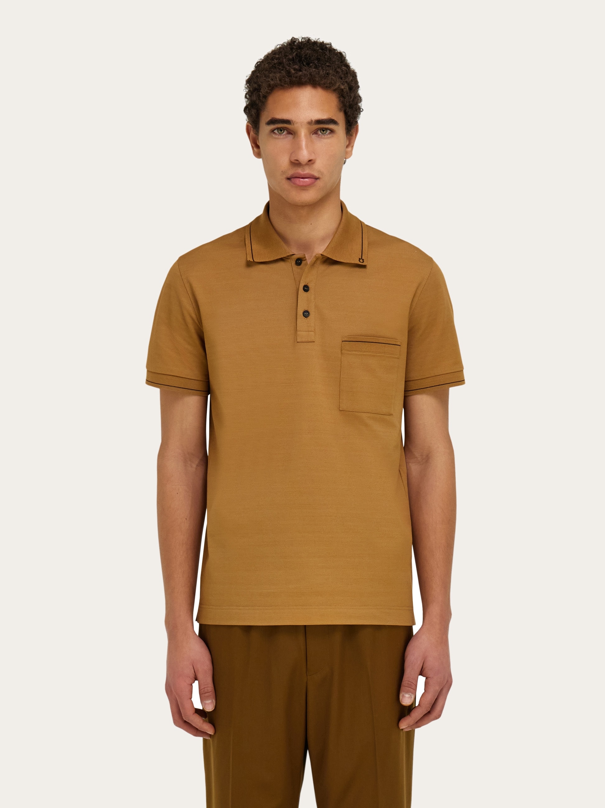  Ferragamo Herren Polohemd Mit Gancini Beige 