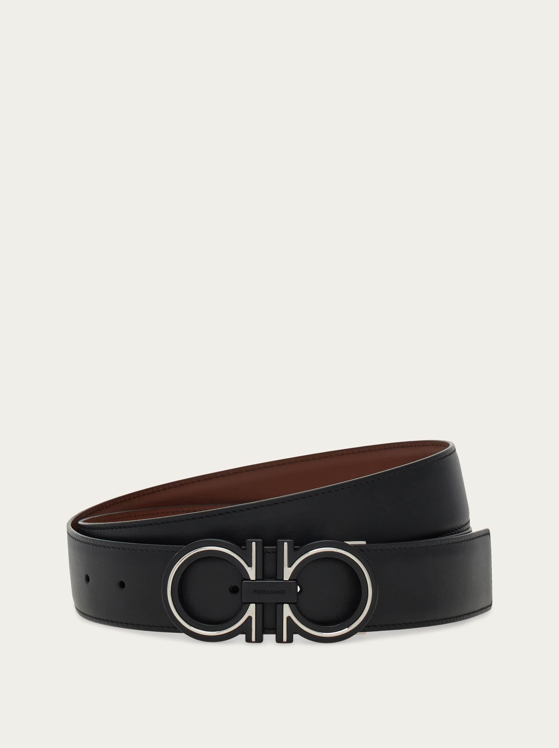 Ferragamo Reversible And Adjustable Gancini Belt In Brown