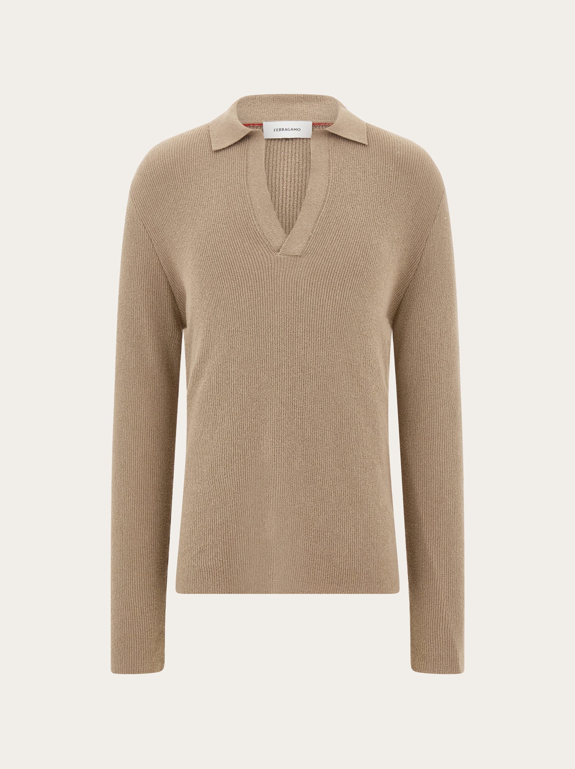 Ferragamo Uomo Polo a manica lunga Beige