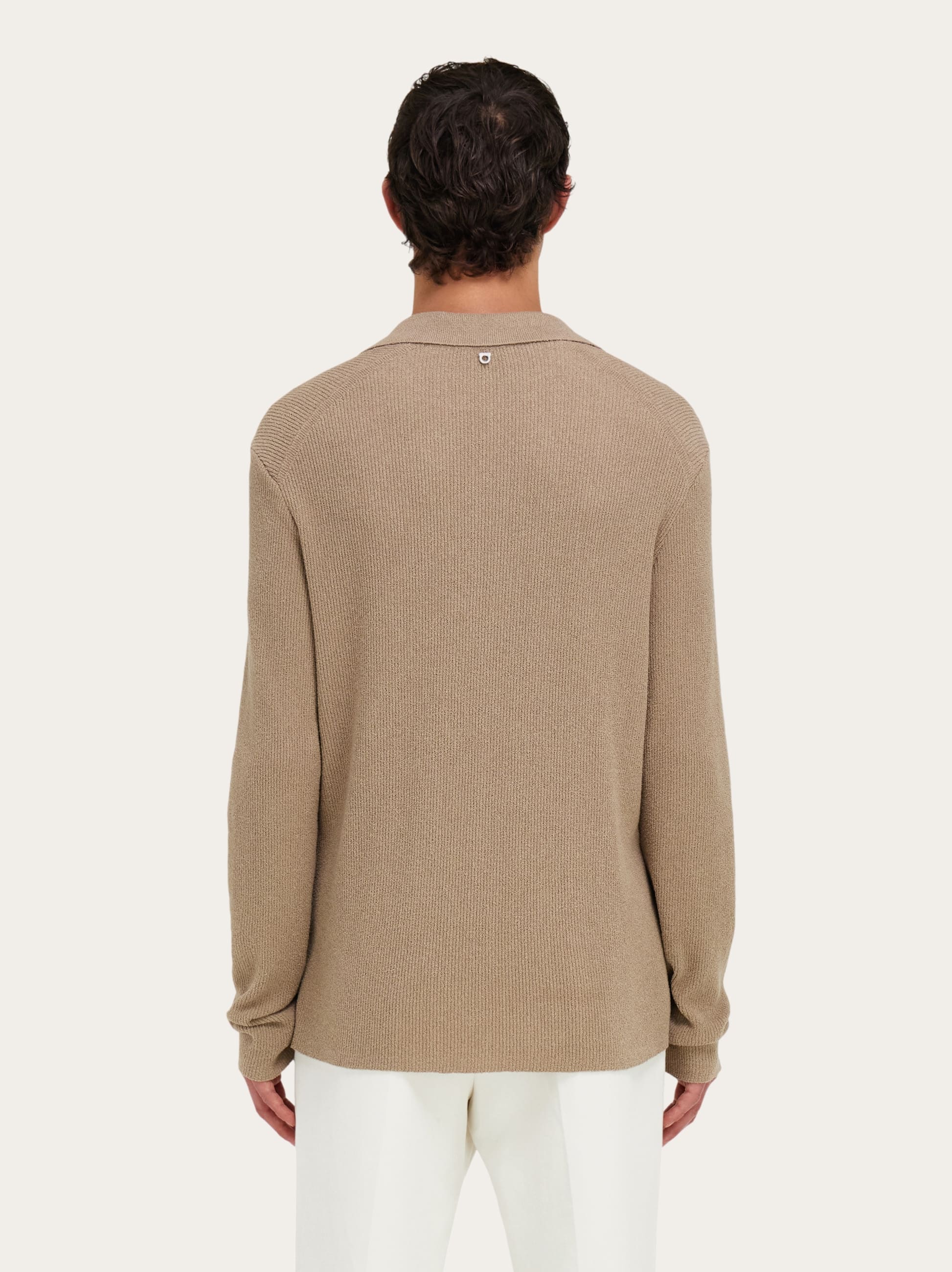  Ferragamo Herren Langärmliges Polohemd Beige 