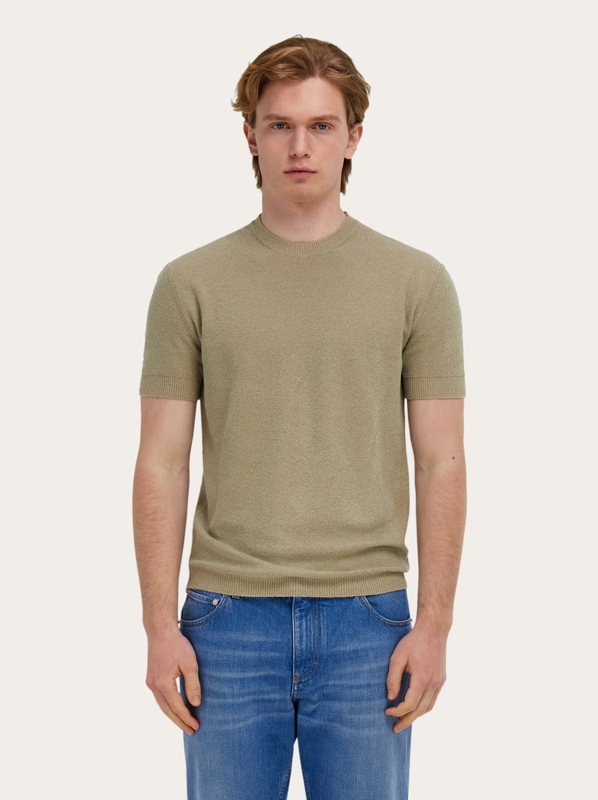  Ferragamo Herren Kurzarmpulli Beige 
