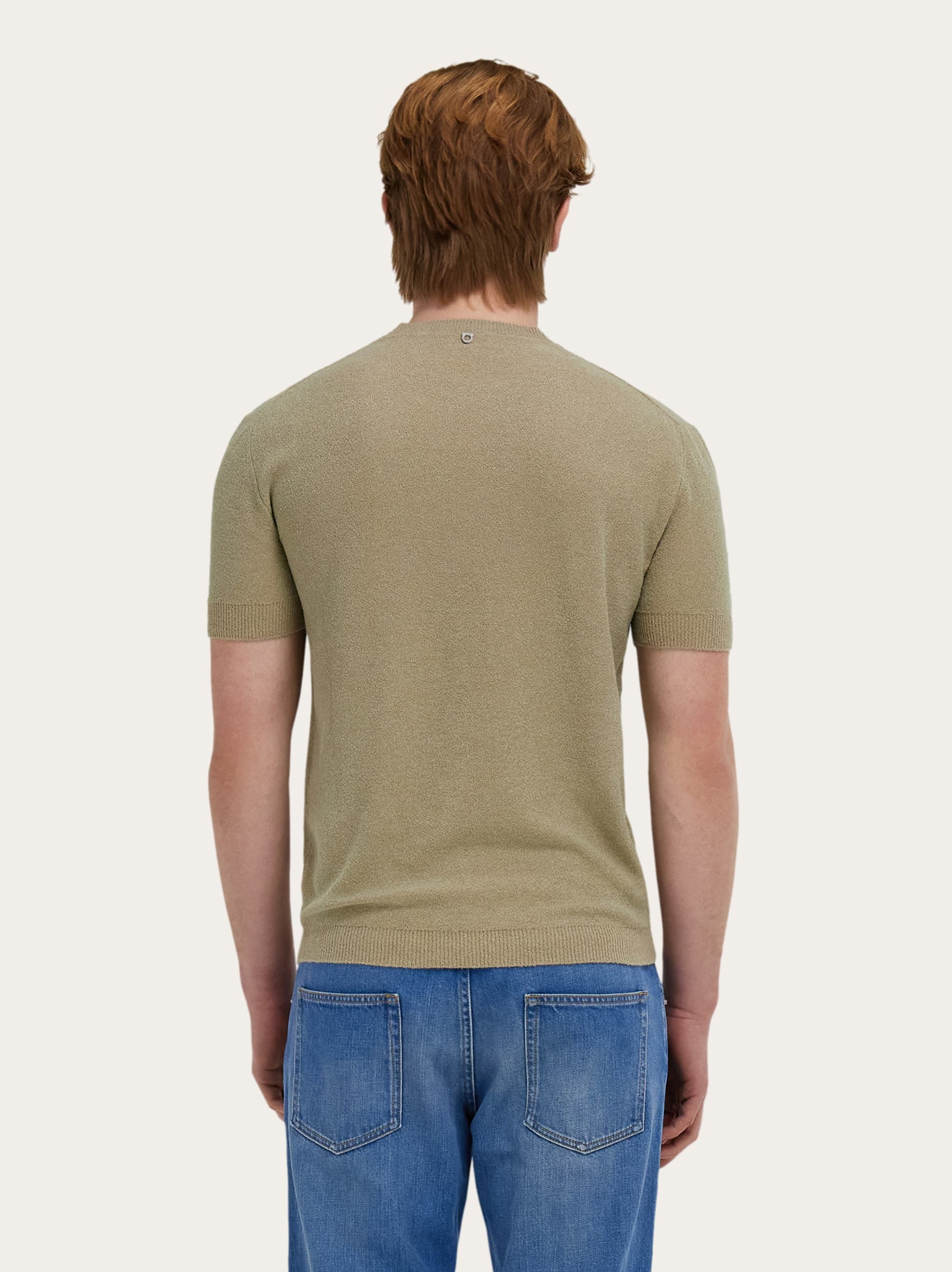  Ferragamo Herren Kurzarmpulli Beige 