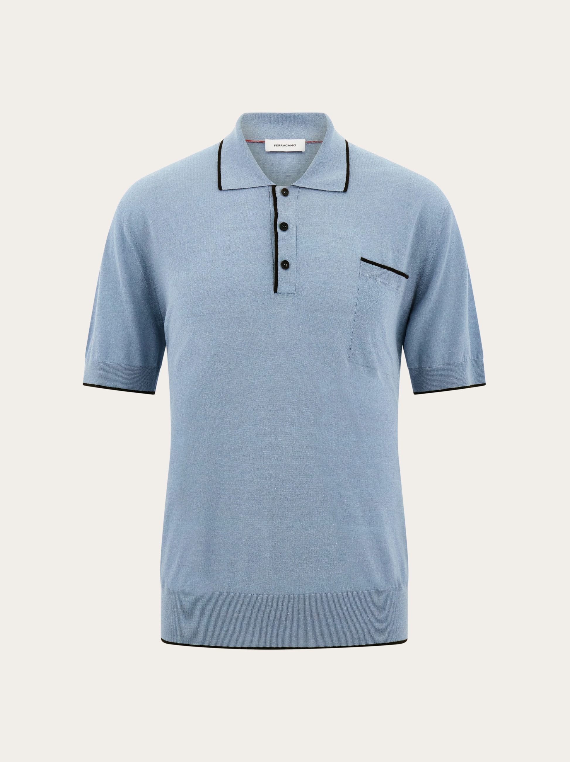 Ferragamo Uomo Polo a manica corta con taschino Blu