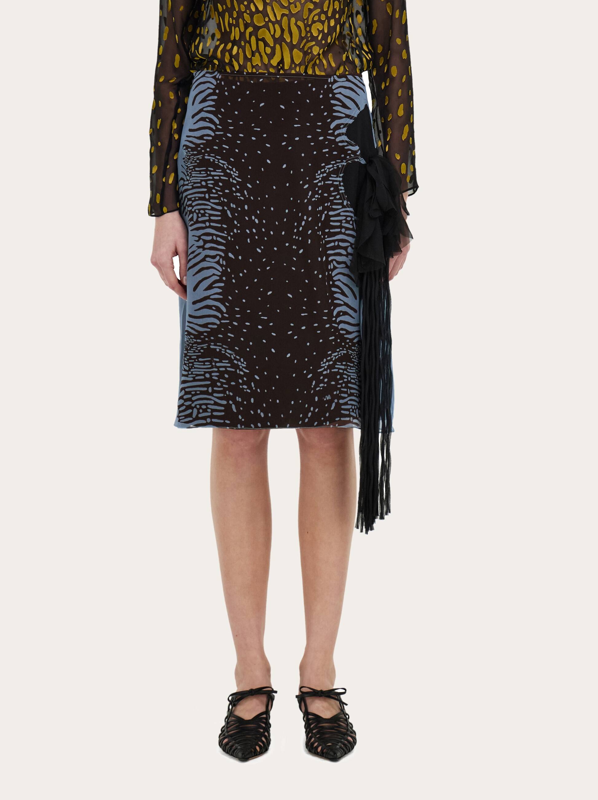  Ferragamo Damen Rock Mit Blume Blau 