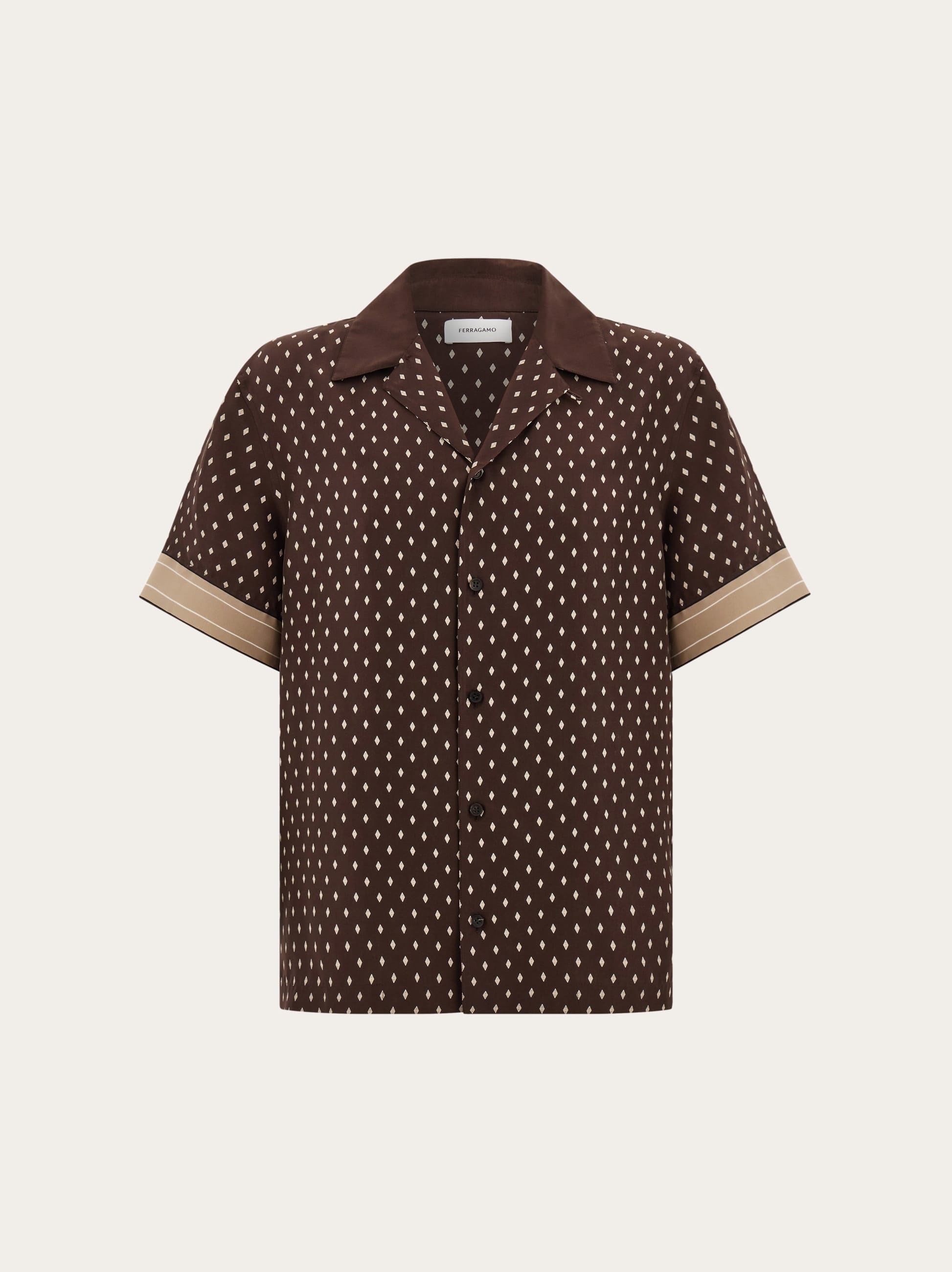 Ferragamo Uomo Camicia in seta habotai Marrone