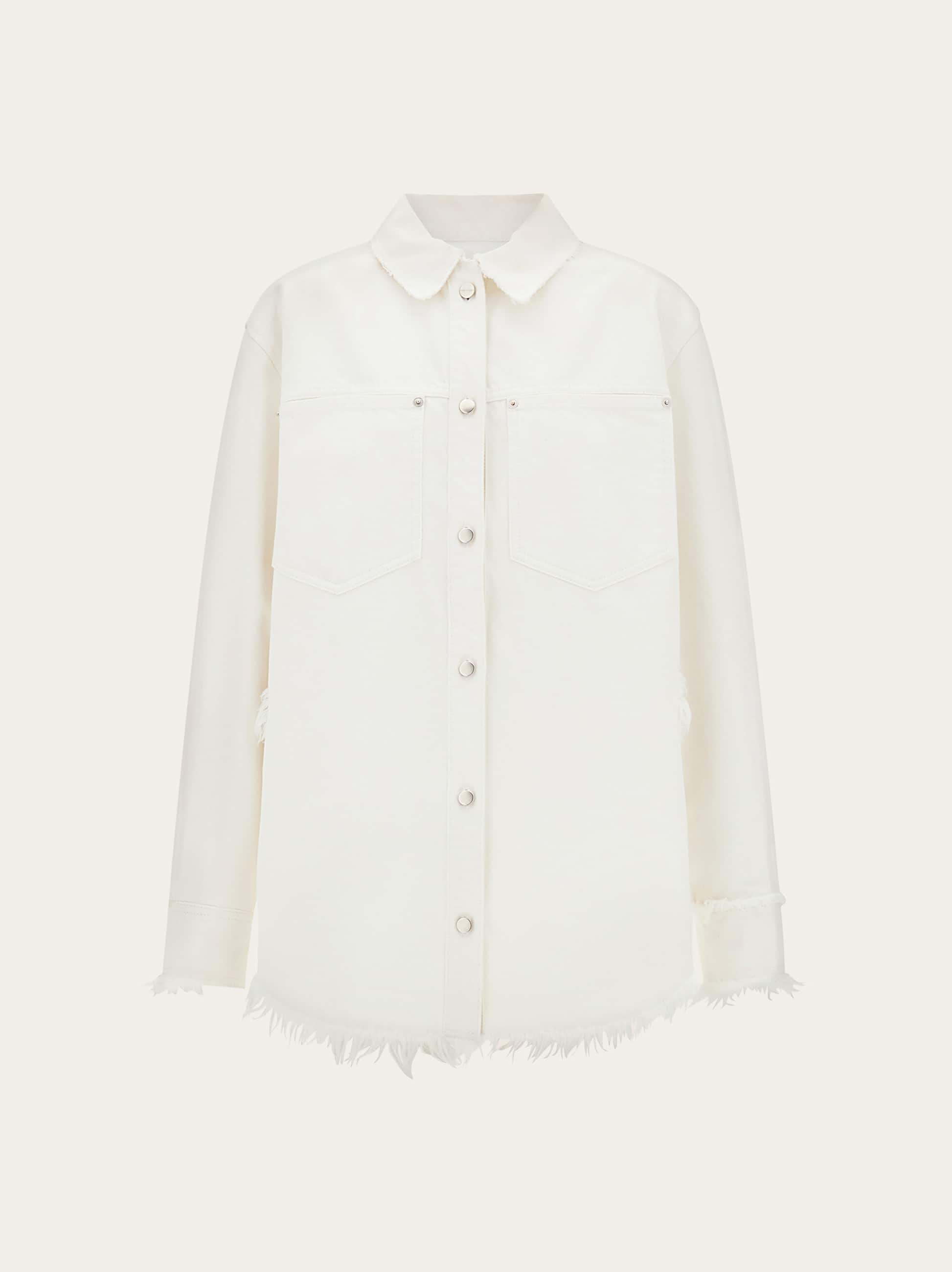 Ferragamo Donna Blouson in denim Bianco