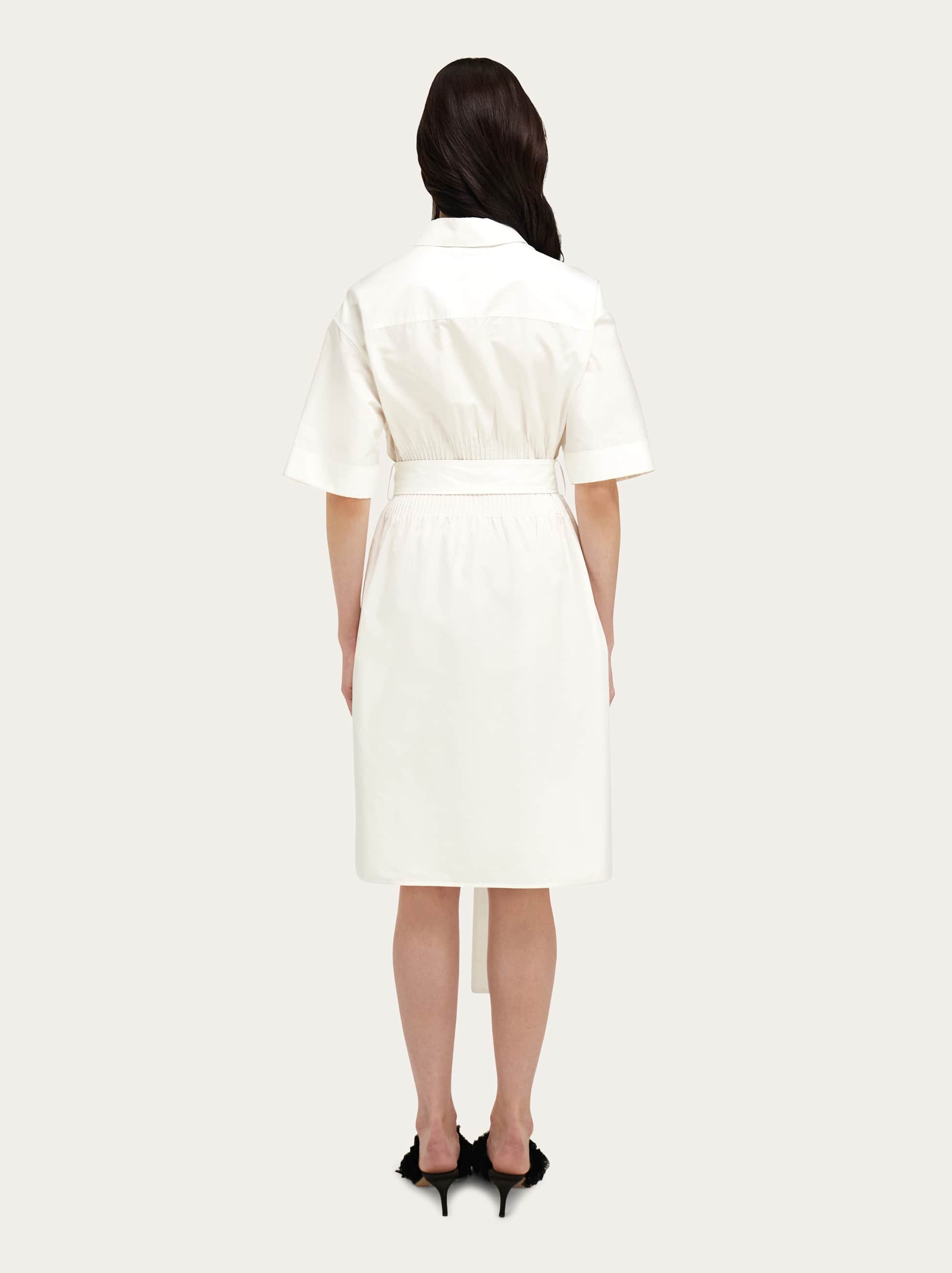  Ferragamo Damen Hemdkleid Aus Baumwolle Und Seide Weiß 
