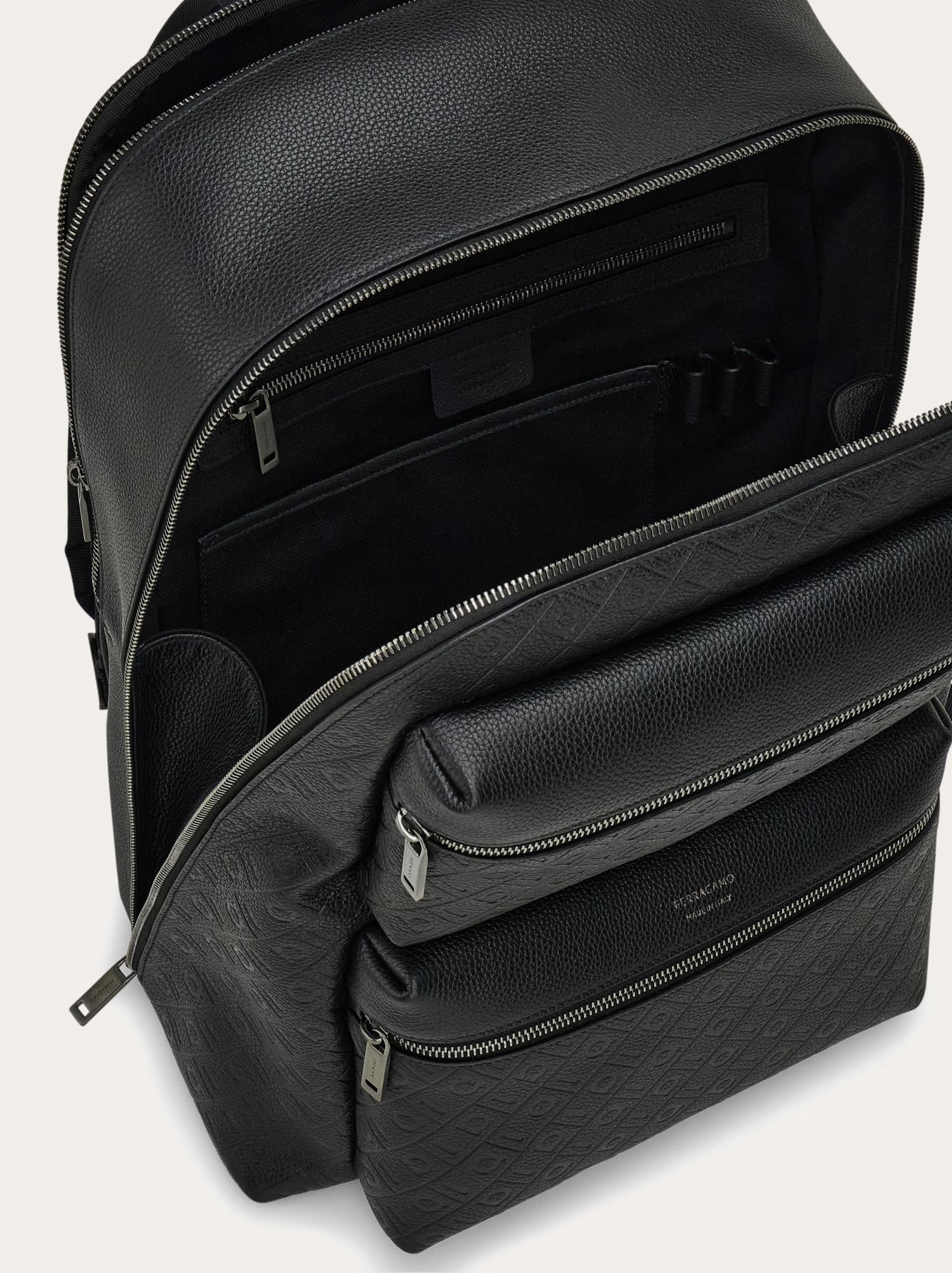Ferragamo Monogram Backpack In Black