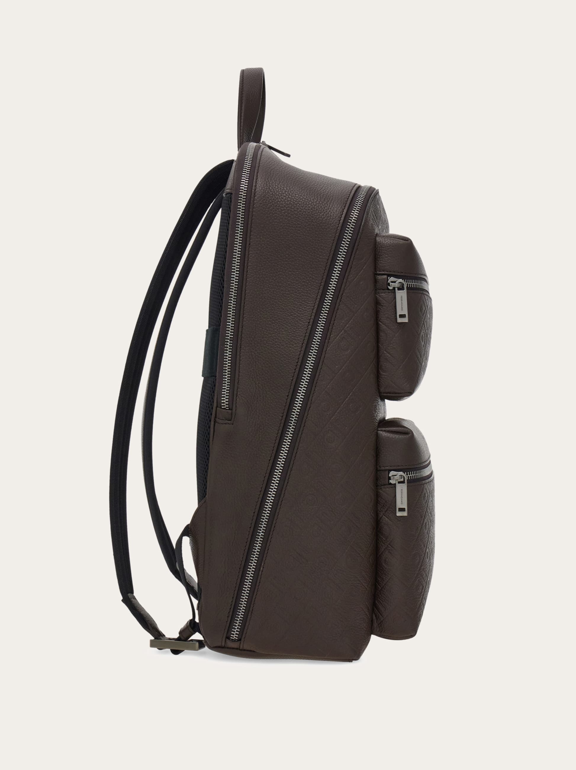  Ferragamo Men Ferragamo Monogram Backpack Brown 