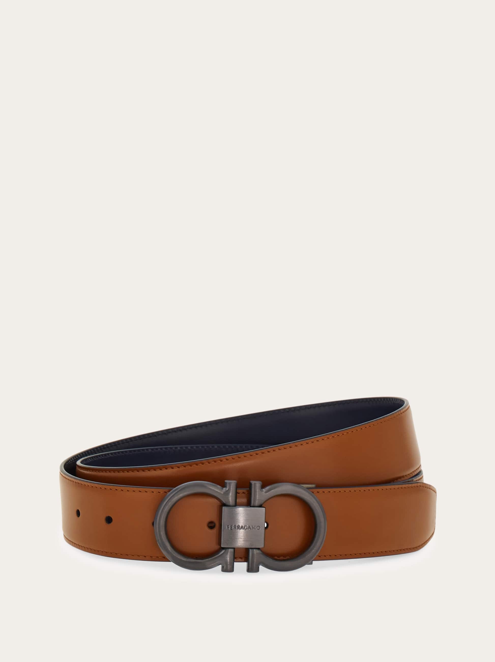 Ferragamo Uomo Cintura reversibile e regolabile Gancini Blu