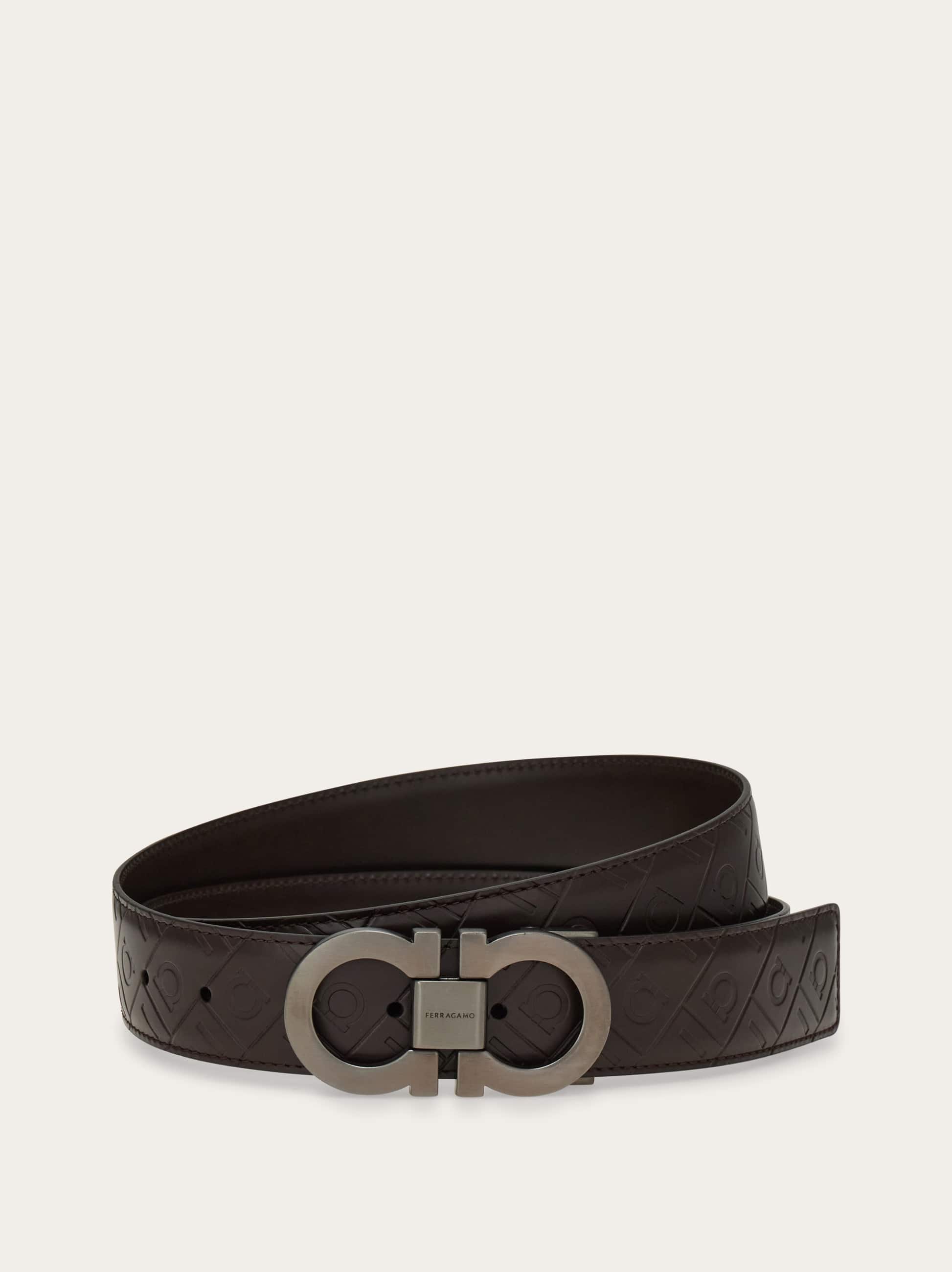 Ferragamo Men Reversible and adjustable Gancini belt Brown