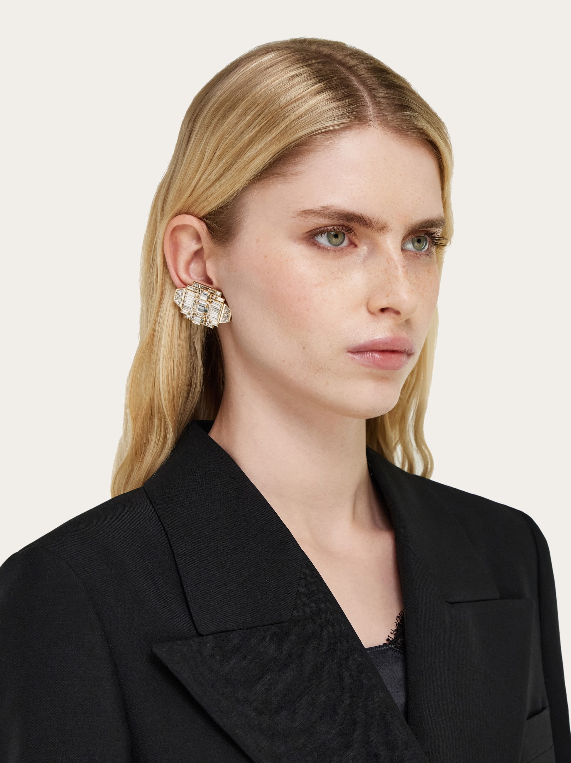  Ferragamo Damen Art-déco-ohrstecker Mit Kristallen Gold 