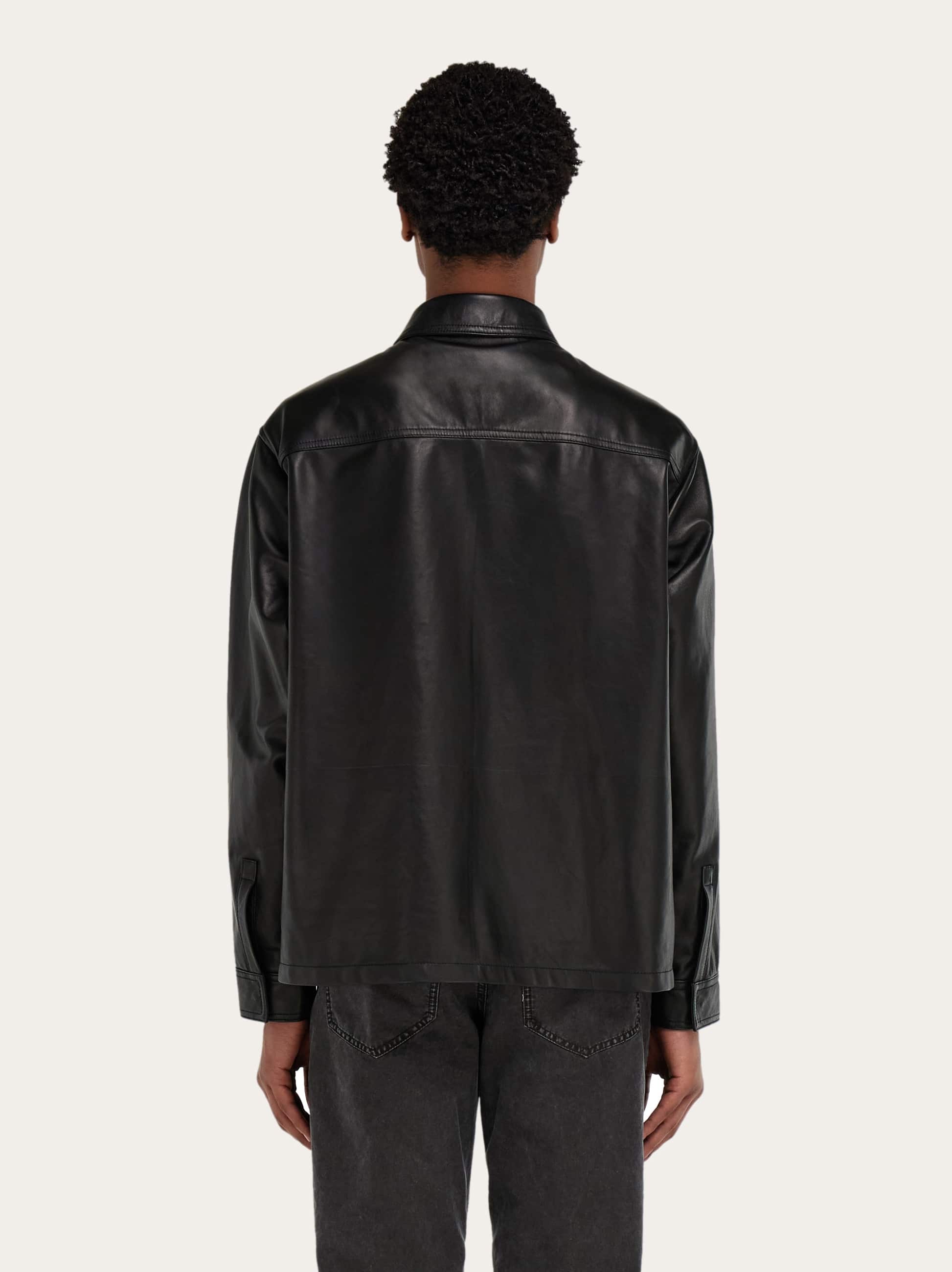  Ferragamo Herren Hemdjacke Aus Nappa Schwarz 