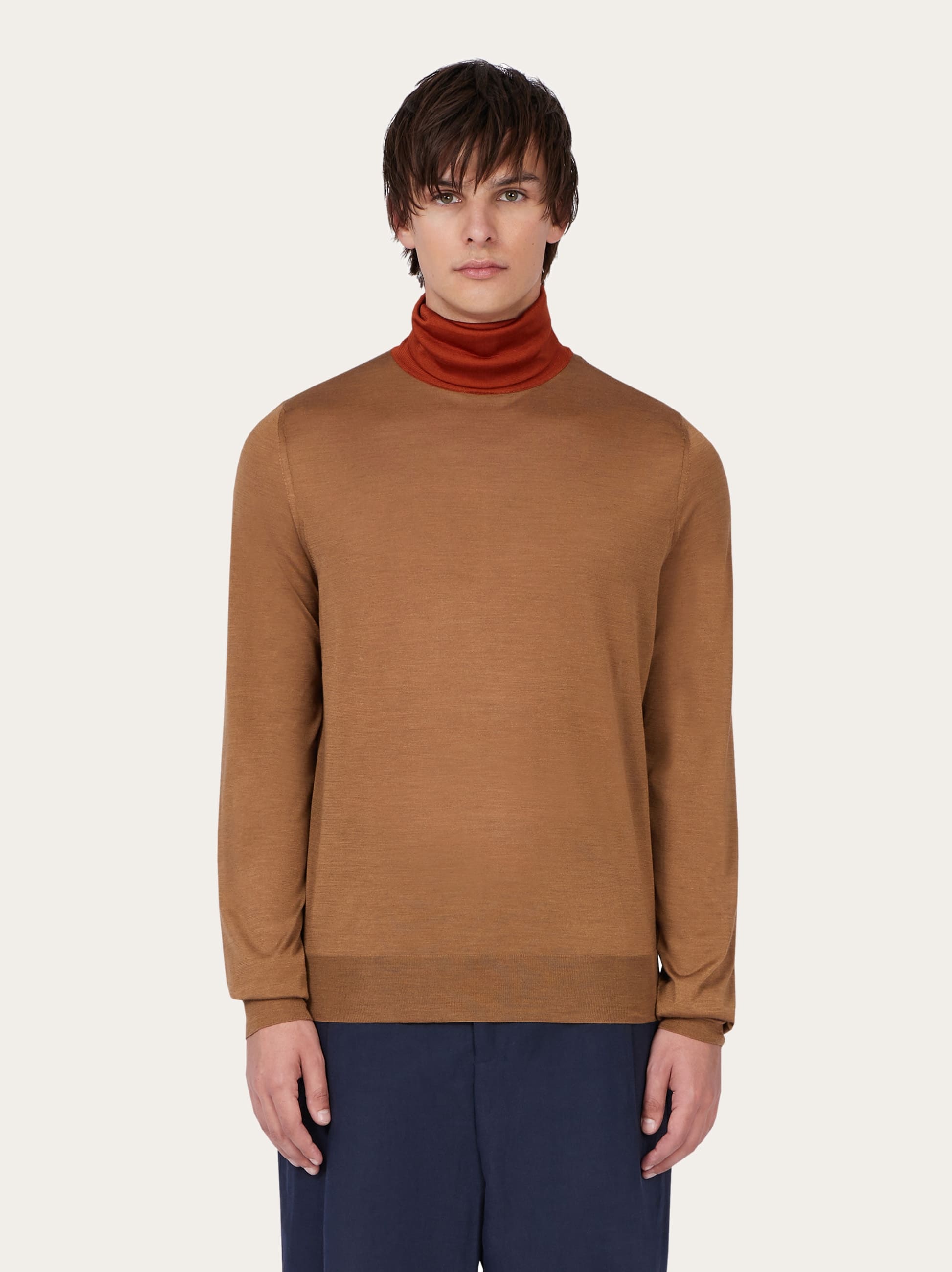  Ferragamo Herren Rollkragenpullover Braun 