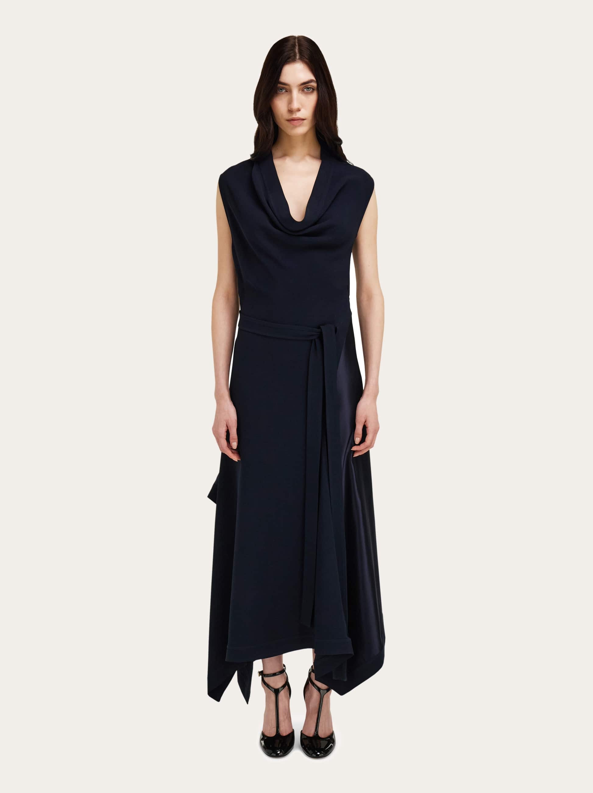  Ferragamo Damen Asymmetrisches Kleid Blau 