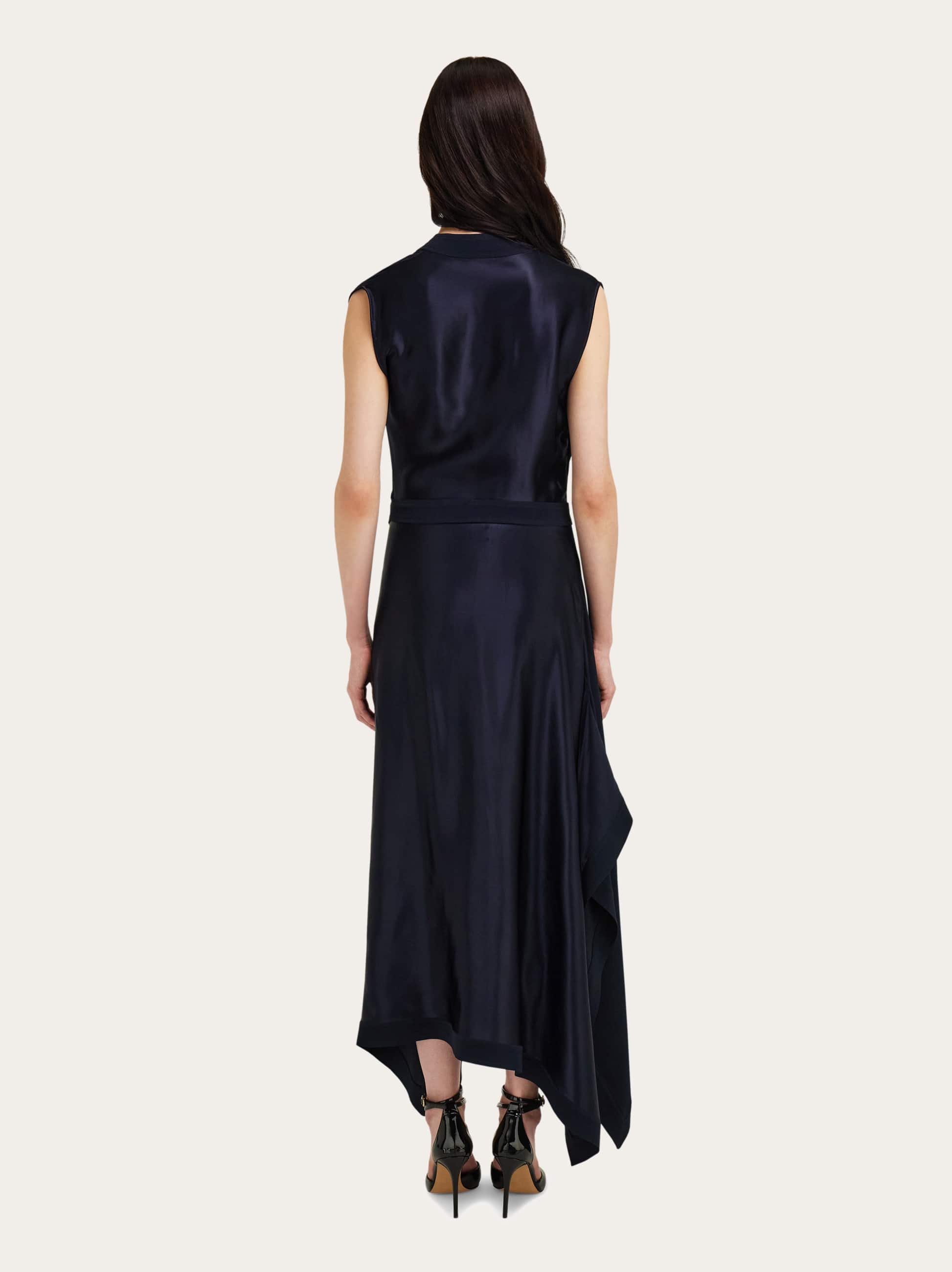  Ferragamo Damen Asymmetrisches Kleid Blau 