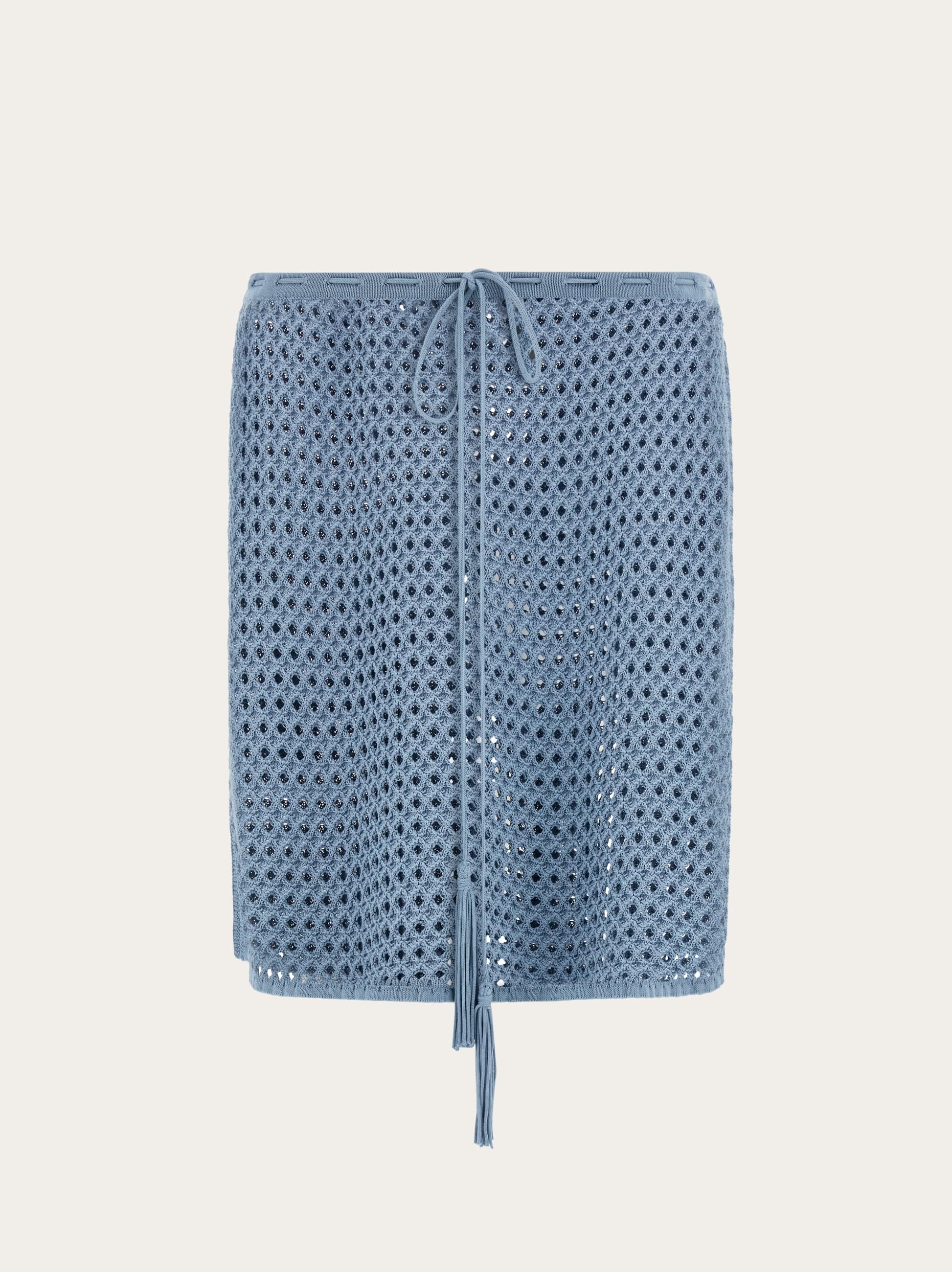 Ferragamo Donna Gonna corta in maglia traforata Blu