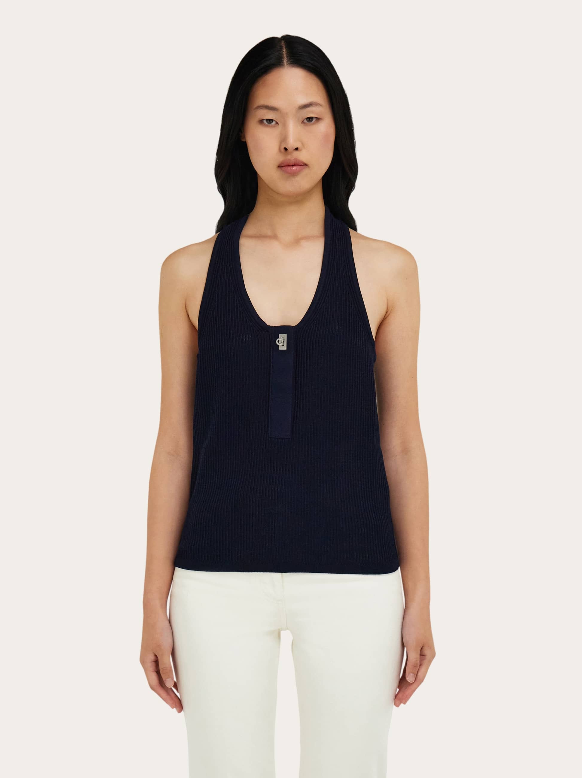  Ferragamo Women Knitted Top Blue 