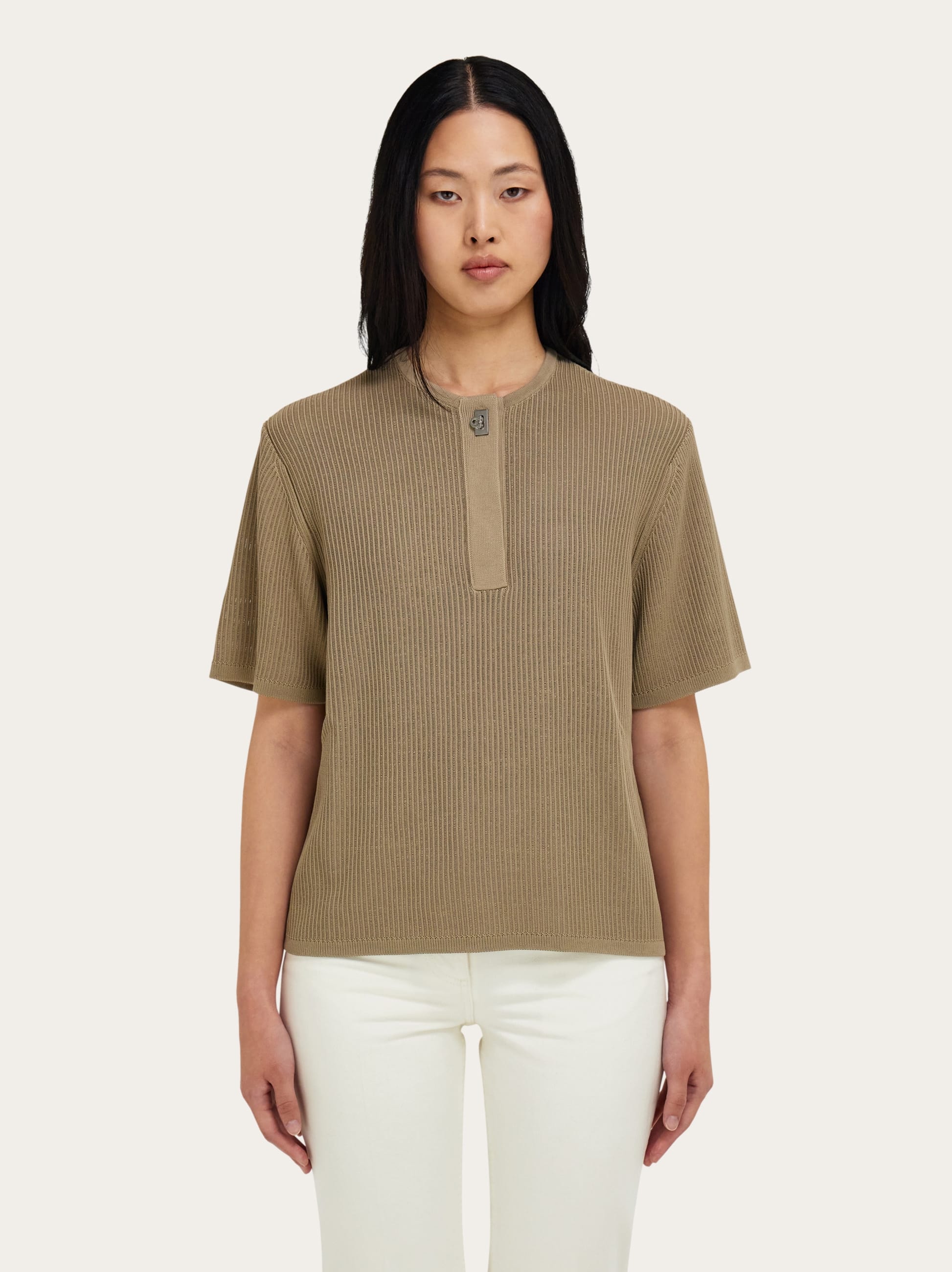  Ferragamo Damen Strick-polohemd Beige 