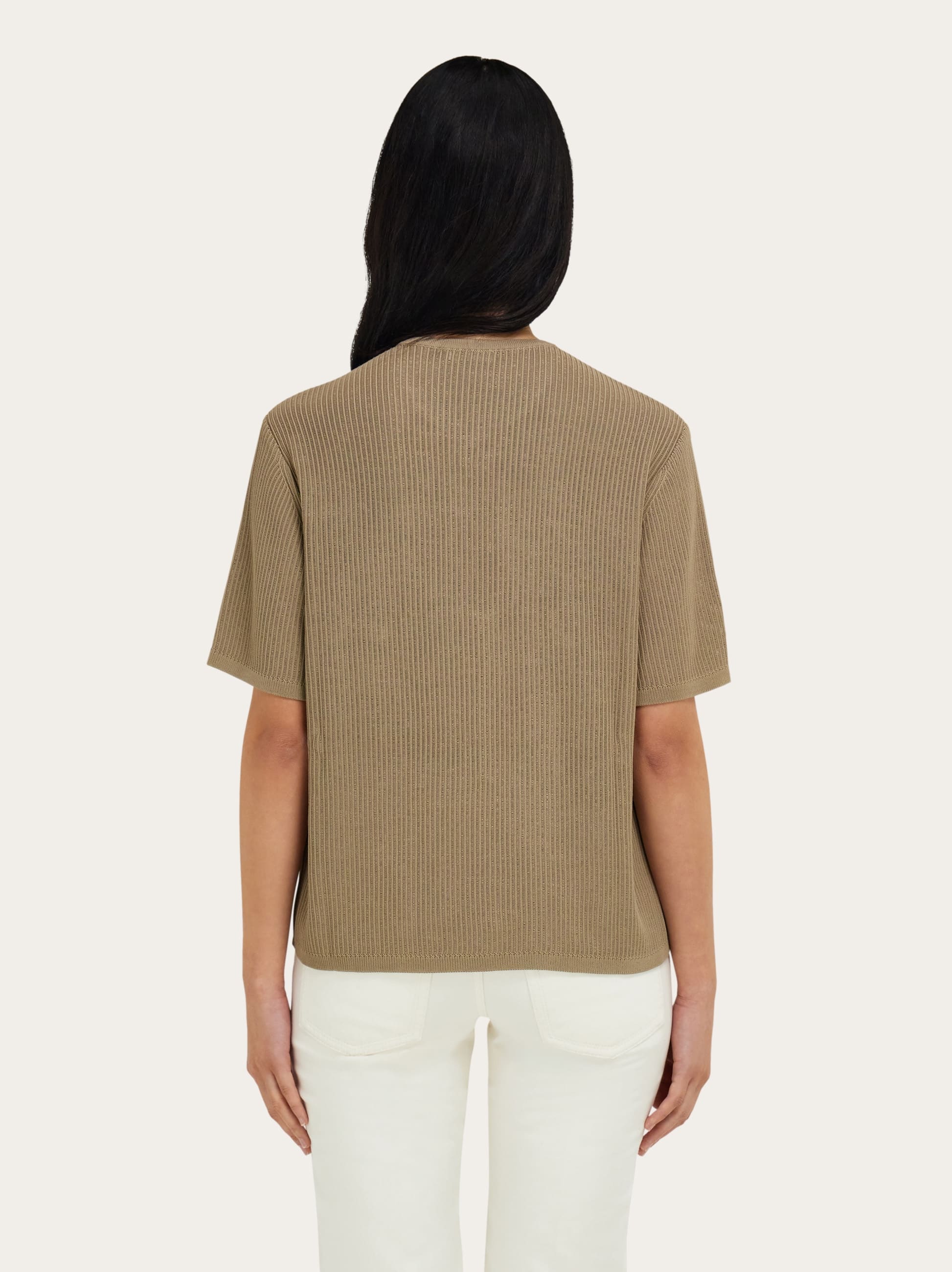  Ferragamo Damen Strick-polohemd Beige 