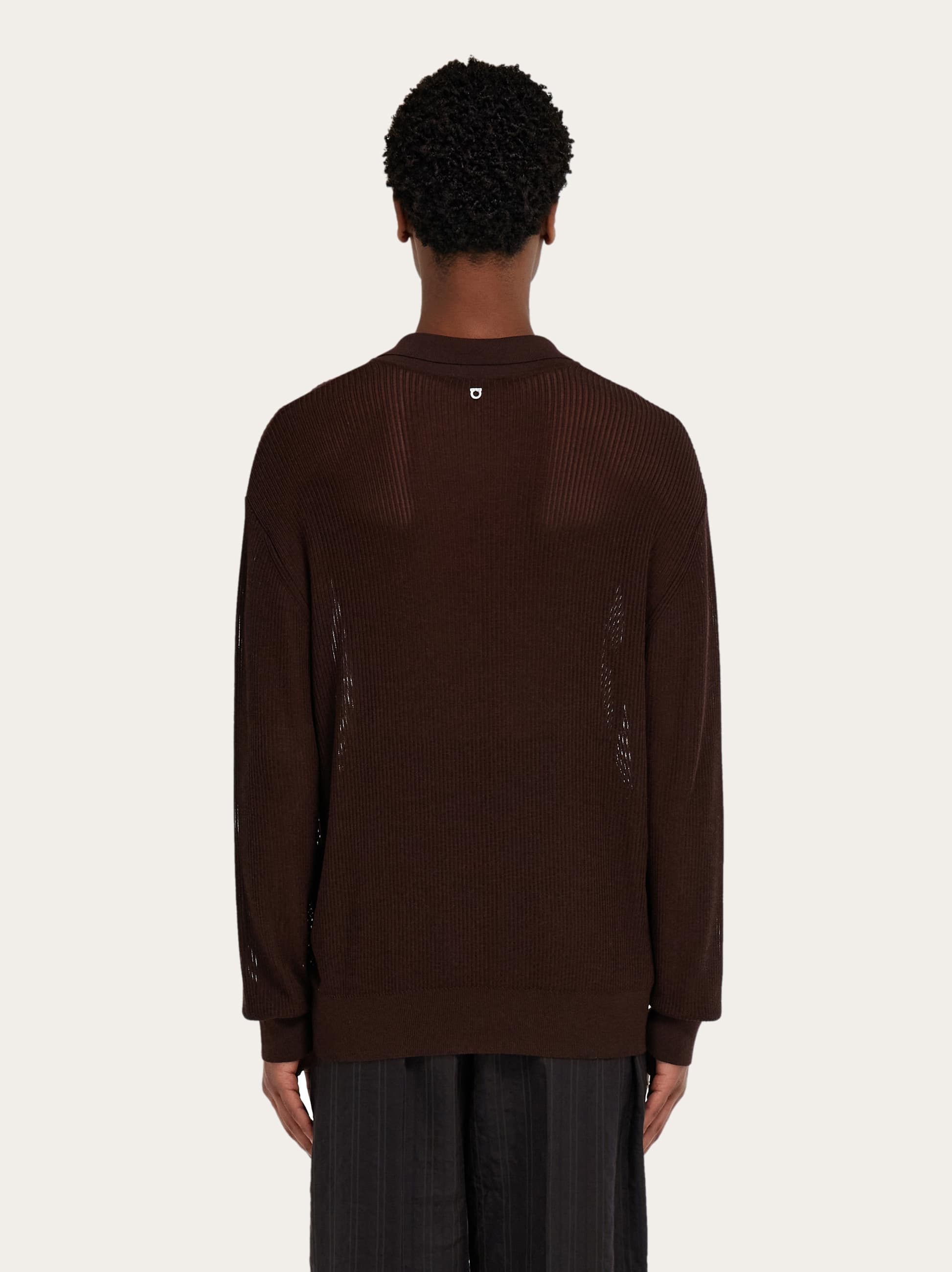  Ferragamo Herren Langärmliges Polohemd Braun 