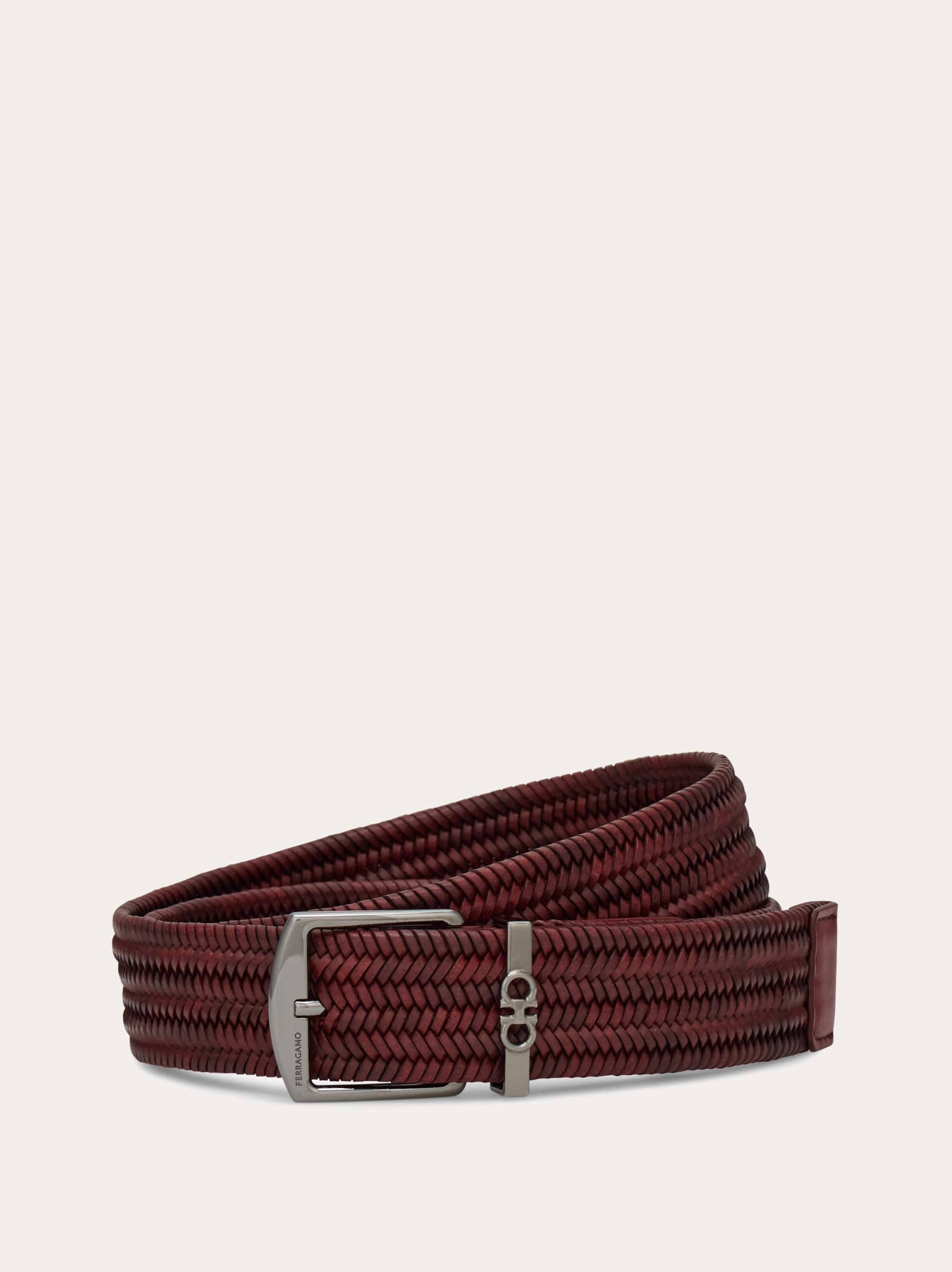 Ferragamo Woven Belt In Red