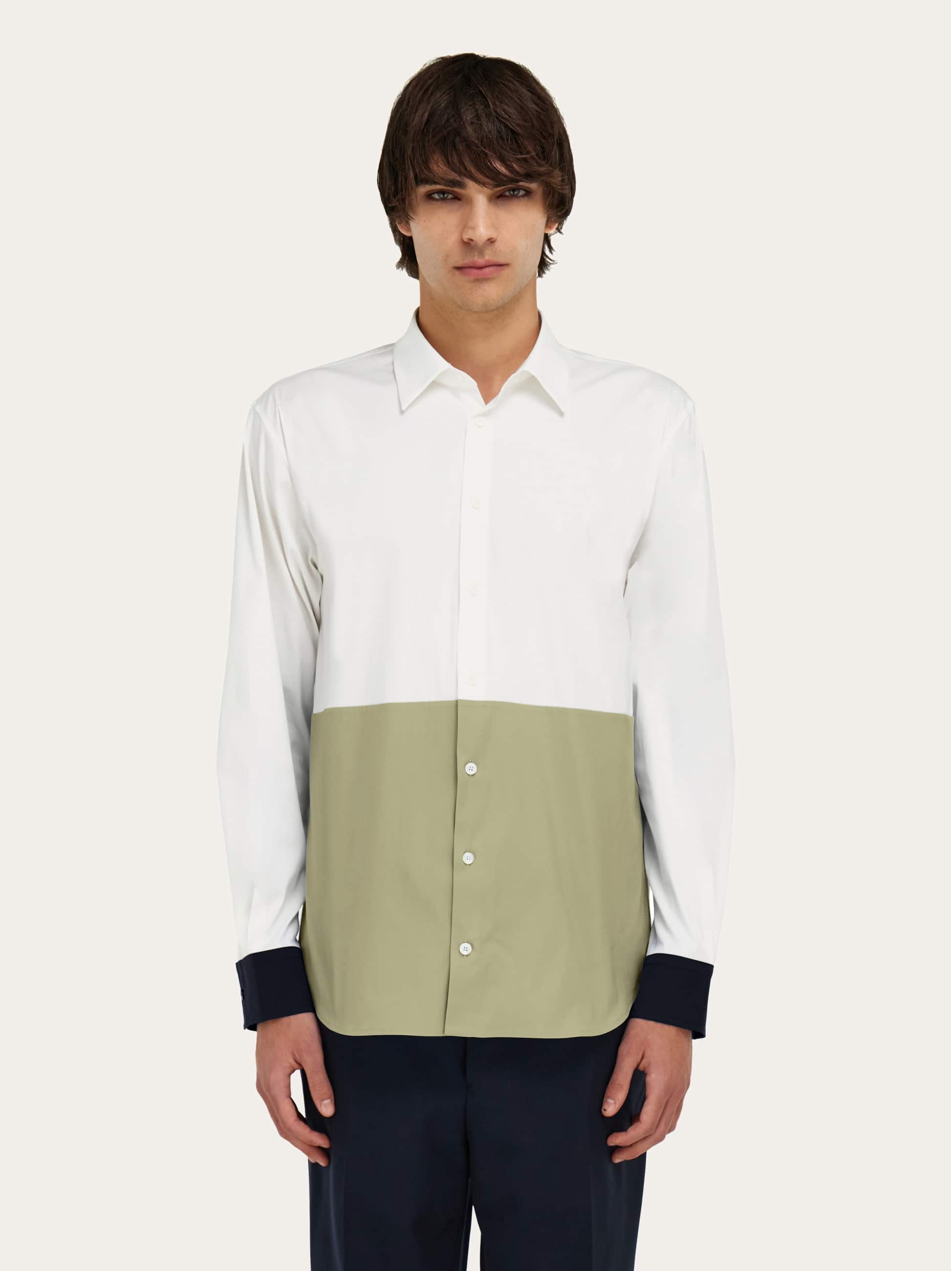  Ferragamo Herren Oberhemd Mit Farbblock-effekt Weiß 