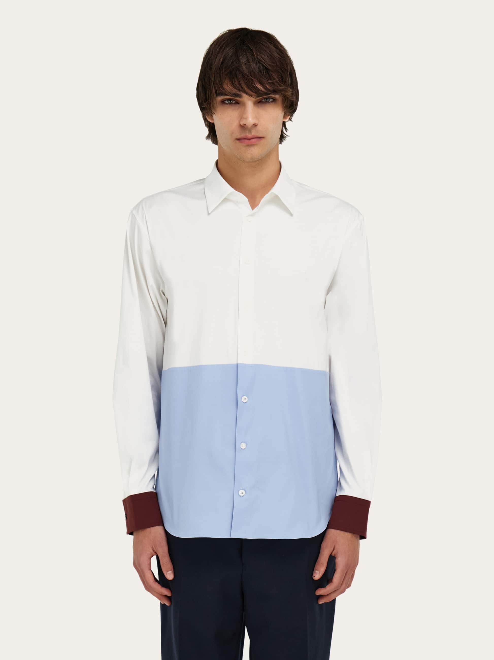  Ferragamo Herren Oberhemd Mit Farbblock-effekt Weiß 