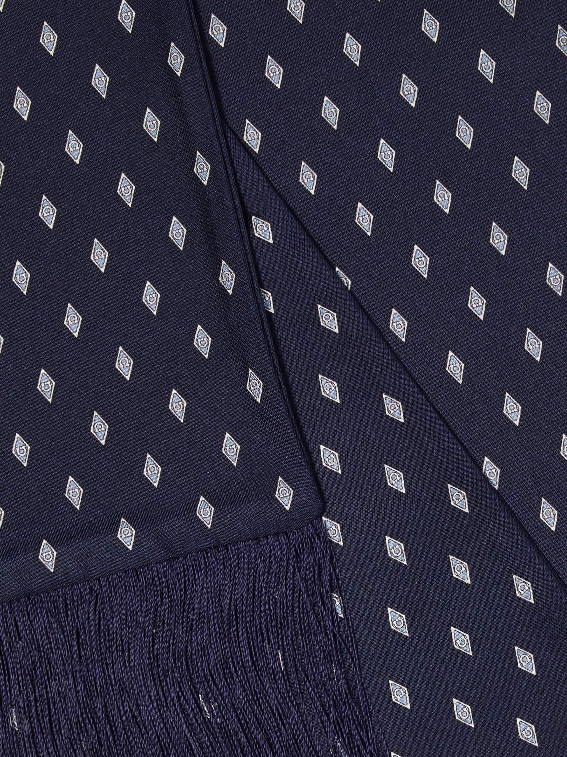  Ferragamo Herren Seidenschal Mit Mikro-gancini-print Blau 