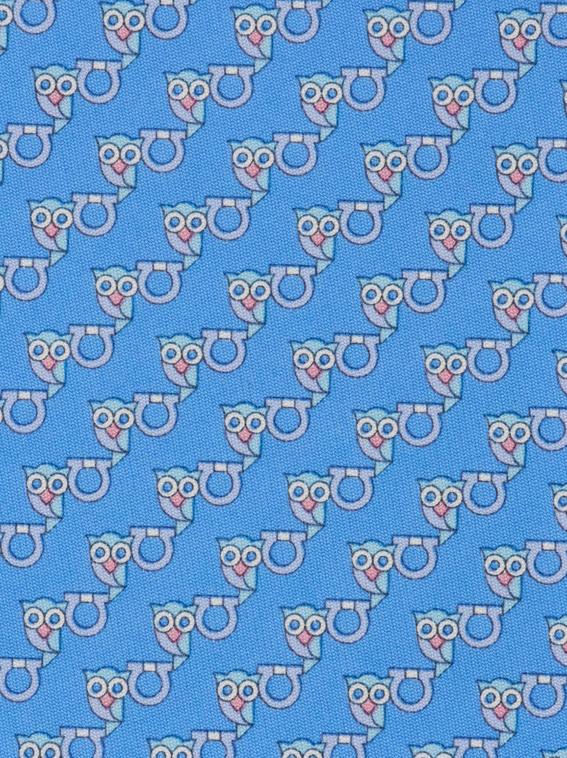  Ferragamo Herren Seidenkrawatte Mit Uhu-print Blau 