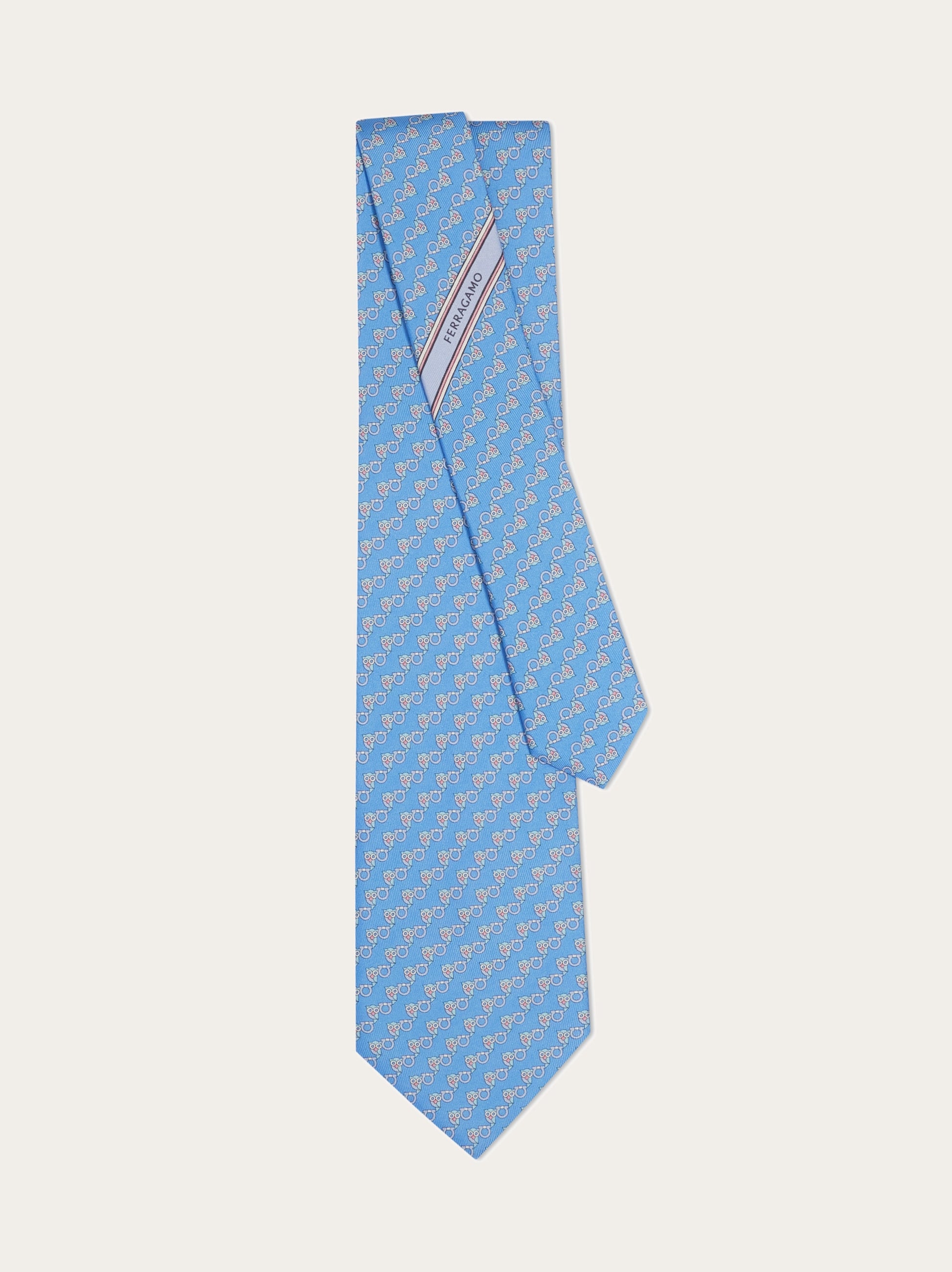  Ferragamo Herren Seidenkrawatte Mit Uhu-print Blau 