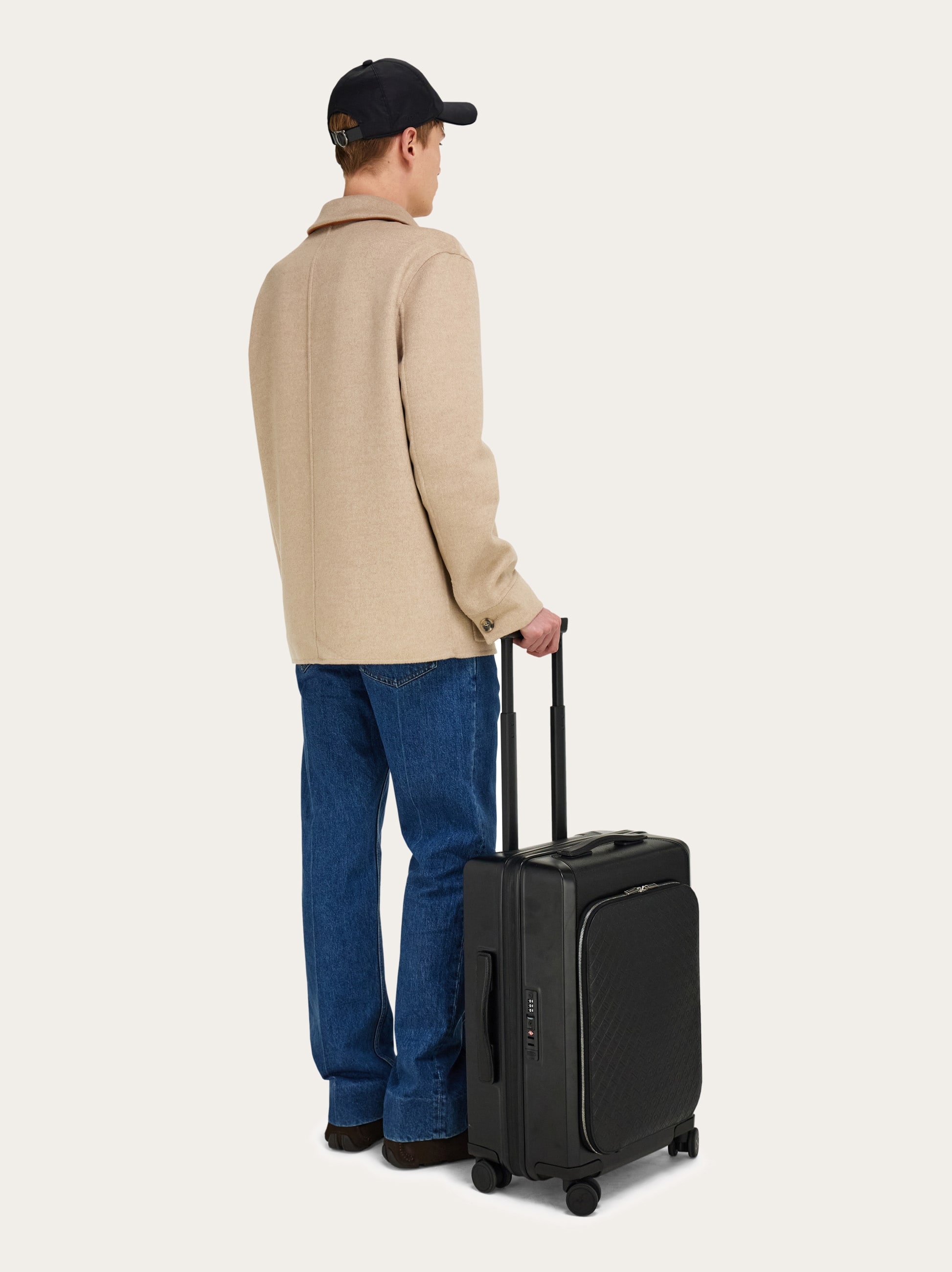  Ferragamo Herren Trolley Mit Ferragamo Monogram Prägung Schwarz 