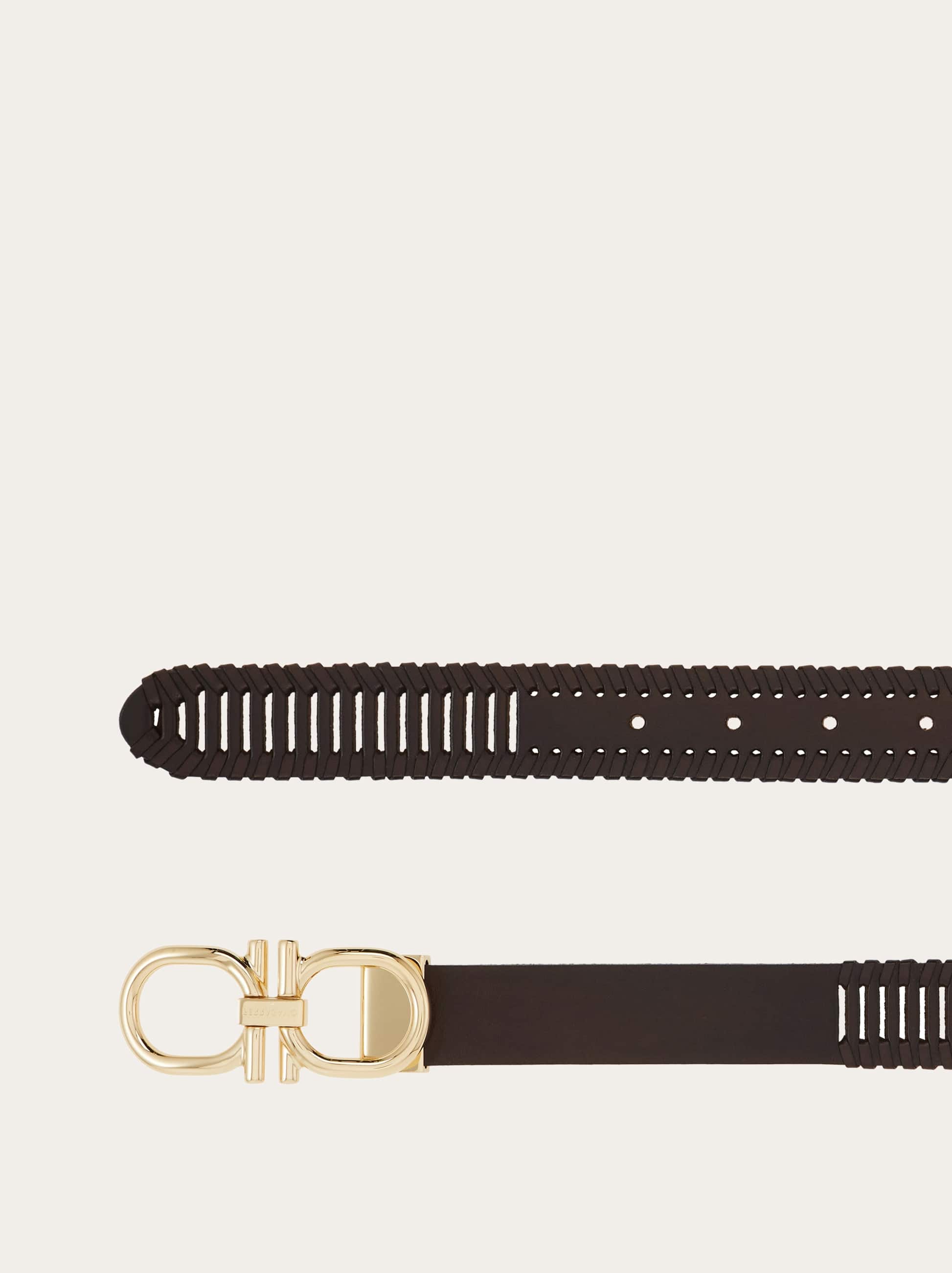  Ferragamo Herren Verstellbarer Gancini-gürtel Braun 