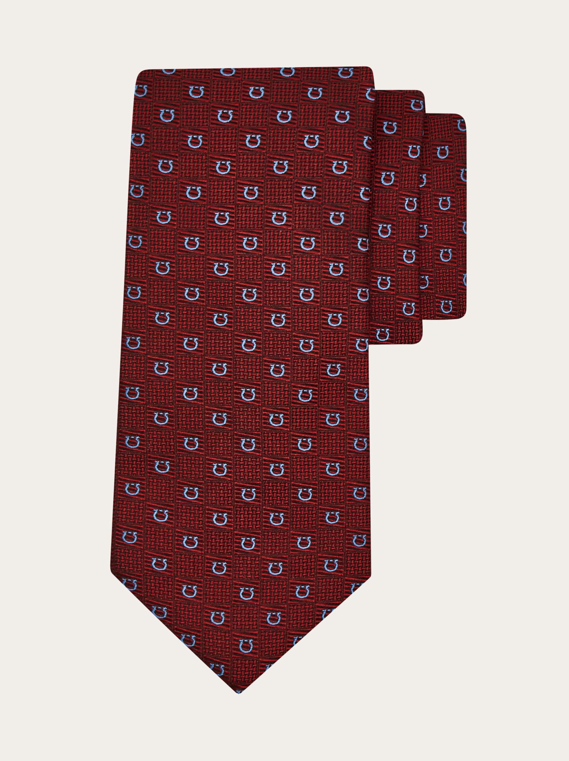 Ferragamo Uomo Cravatta in seta jaquard Gancini Rosso