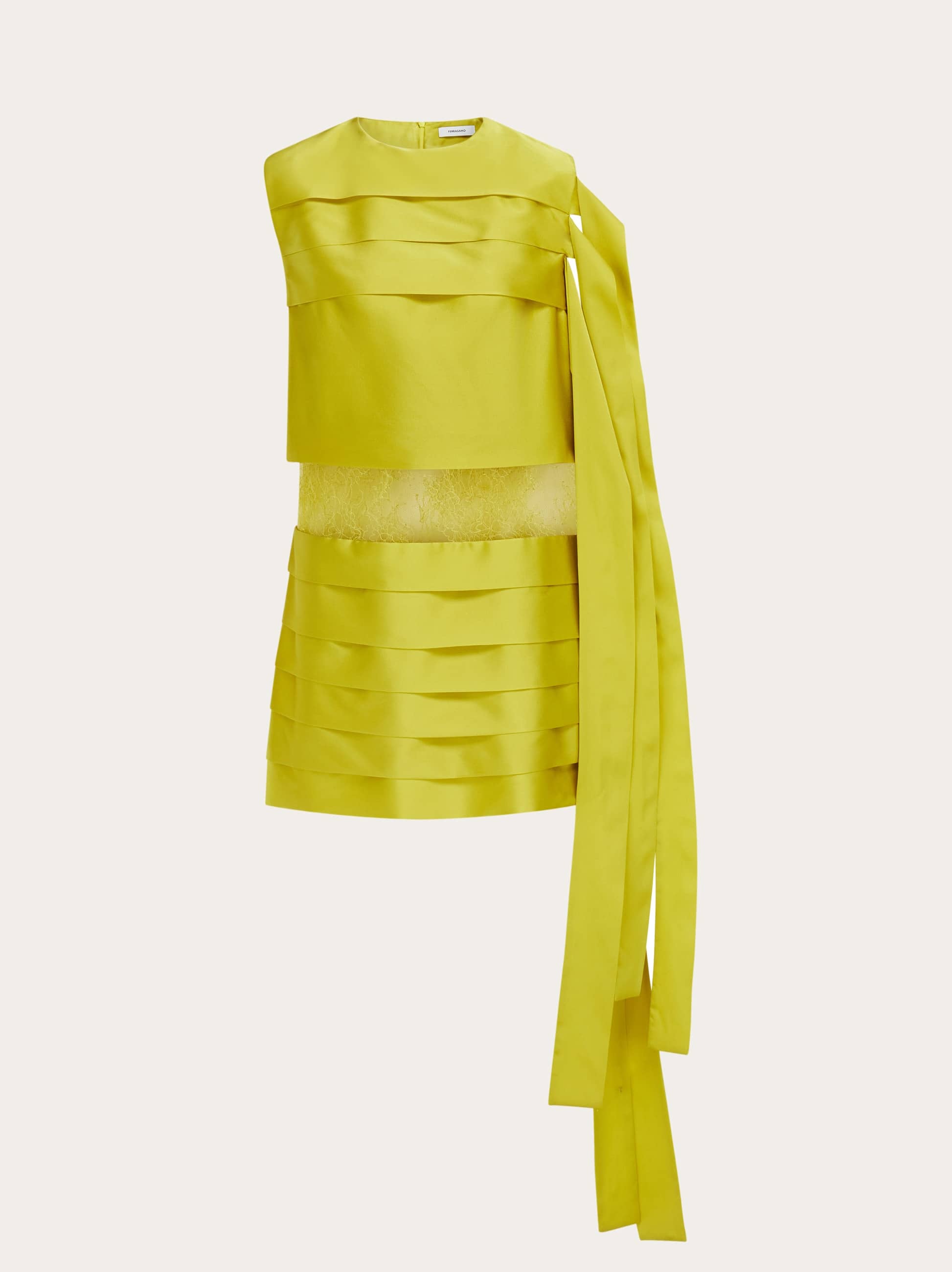 Ferragamo Mini Robe Avec Dentelle Jaune In Yellow