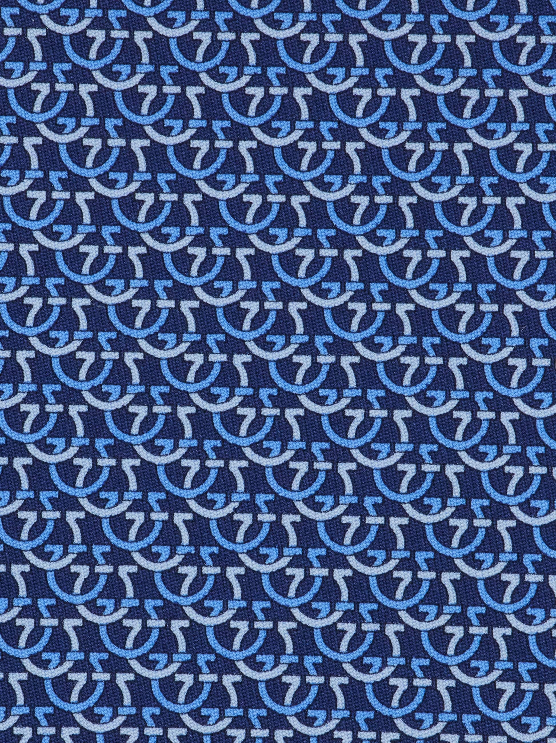  Ferragamo Herren Seidenkrawatte Mit Gancini-kreis-print Blau 