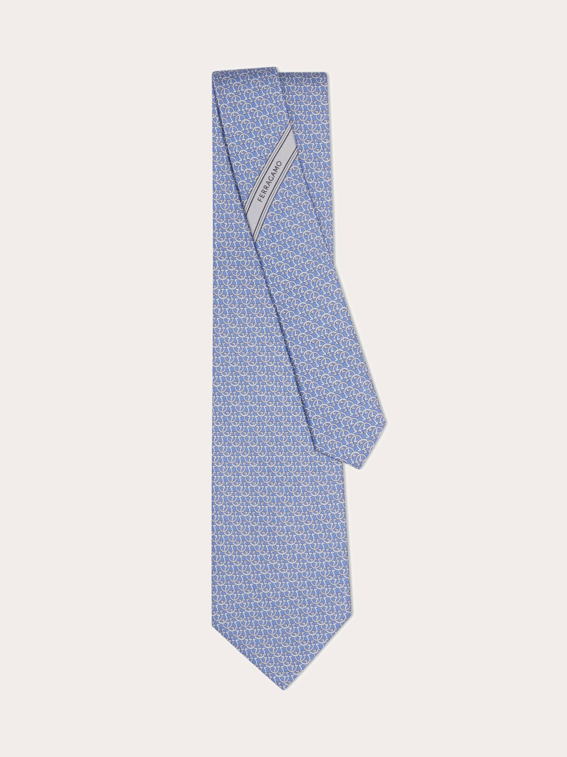  Ferragamo Herren Seidenkrawatte Mit Gancini-kreis-print Blau 