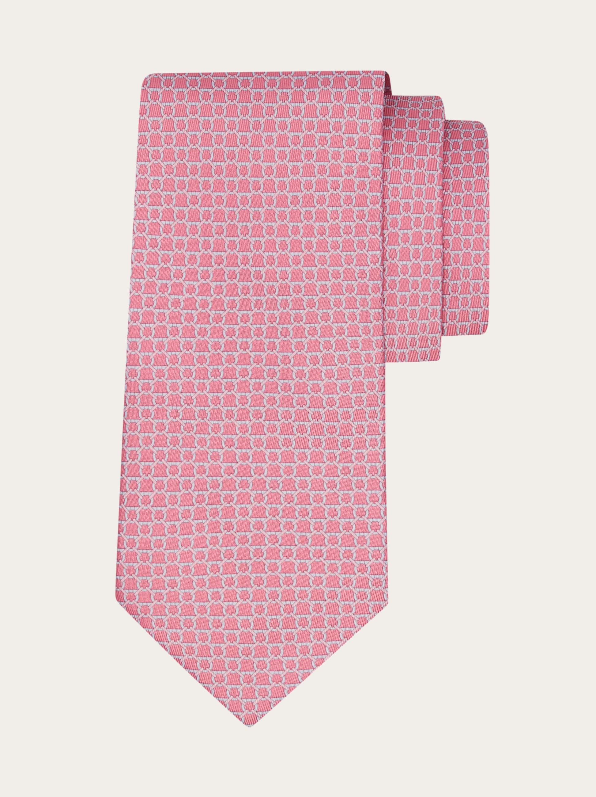 Ferragamo Men's Pink Link Print Silk Tie