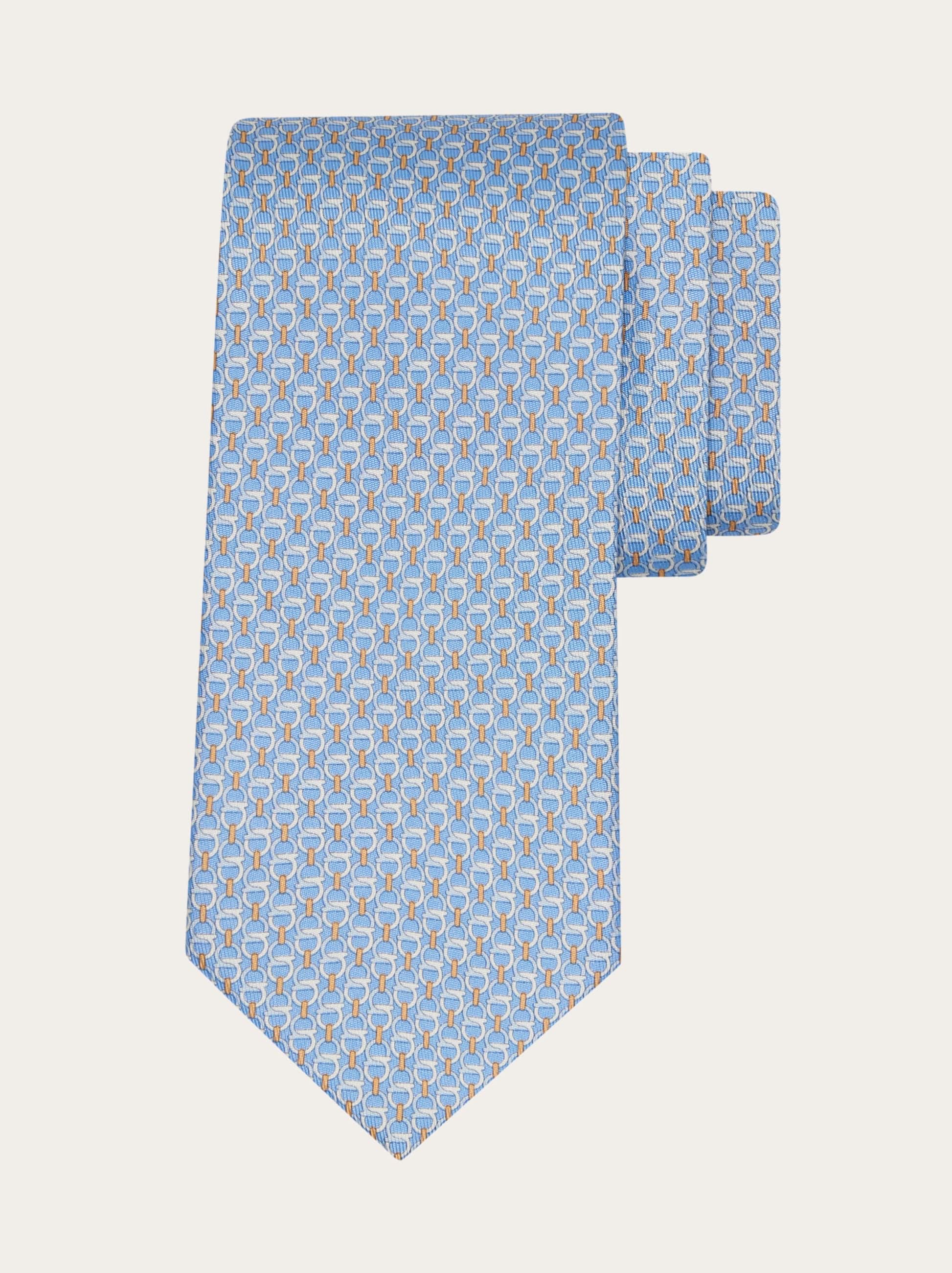 Ferragamo Intreccio Print Silk Tie In Blue
