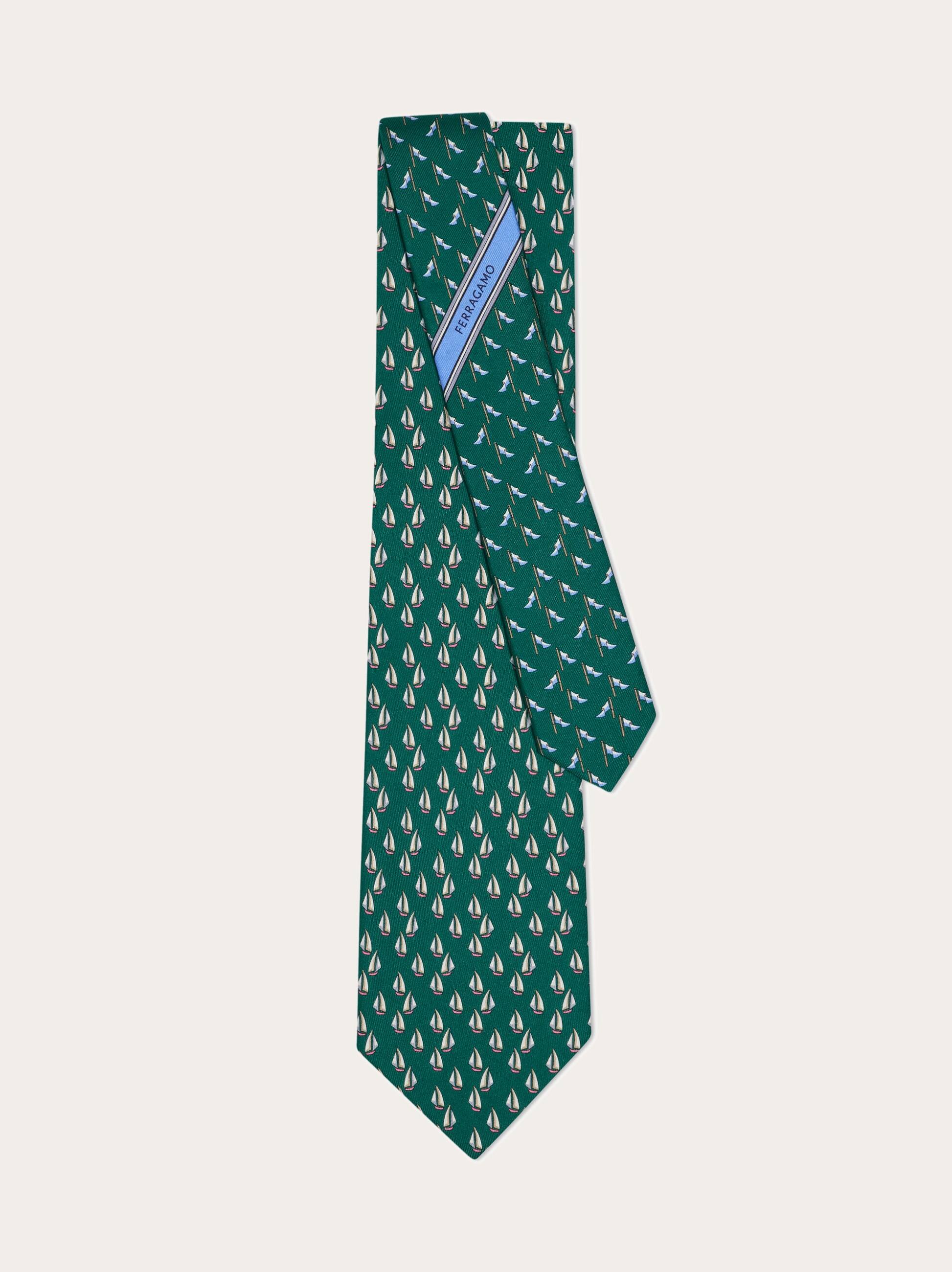  Ferragamo Herren Seidenkrawatte Mit Maritim-print Grün 